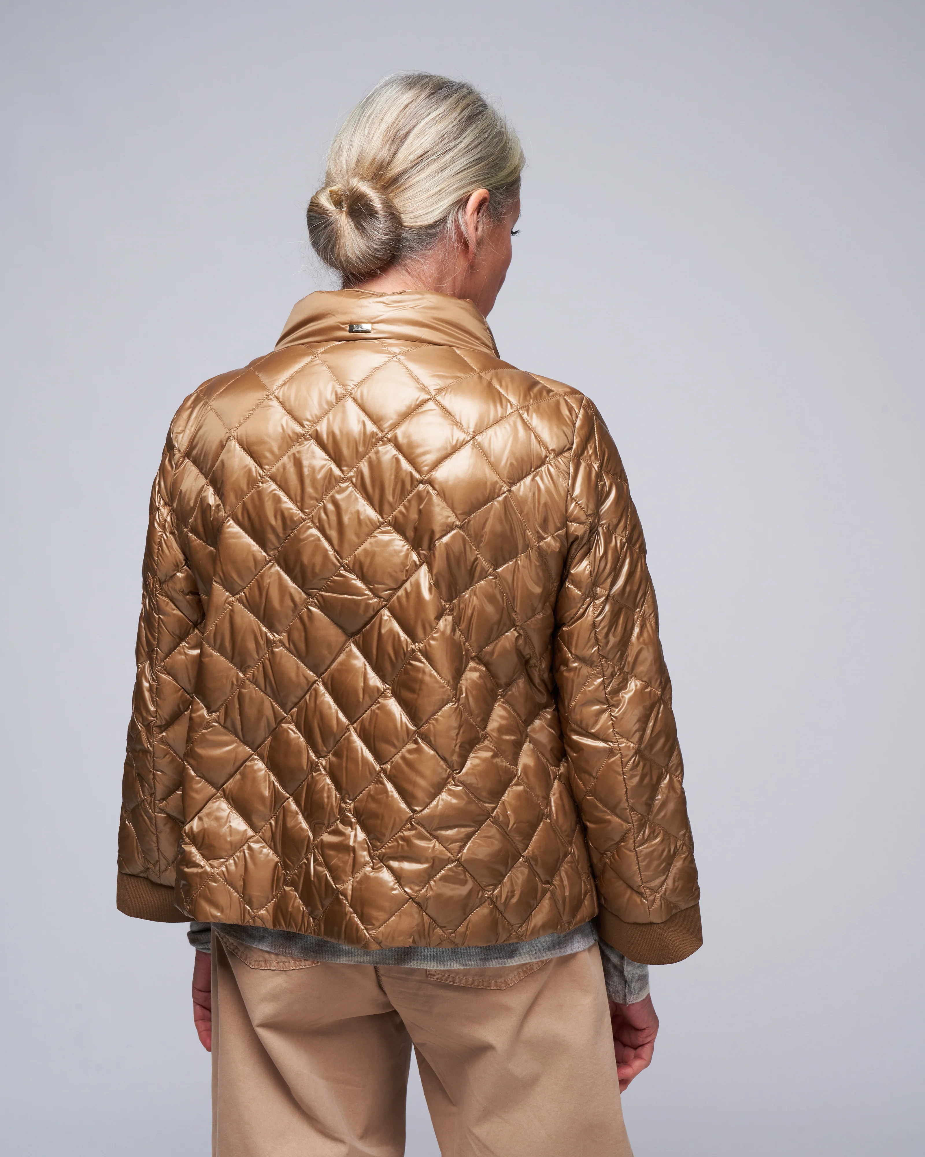 ultralight quilted a-line short jacket - bronze - Image 4