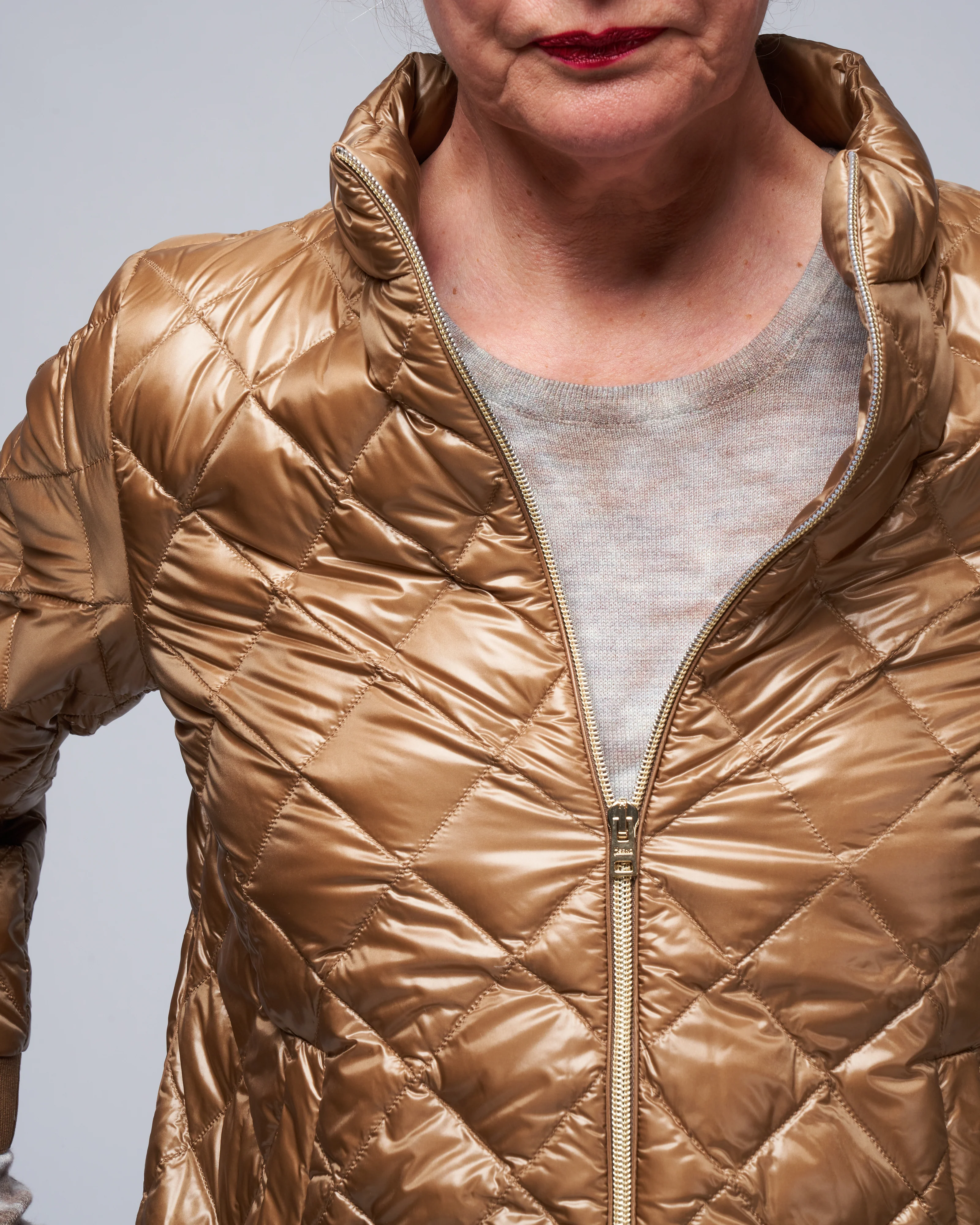 ultralight quilted a-line short jacket - bronze - Image 5