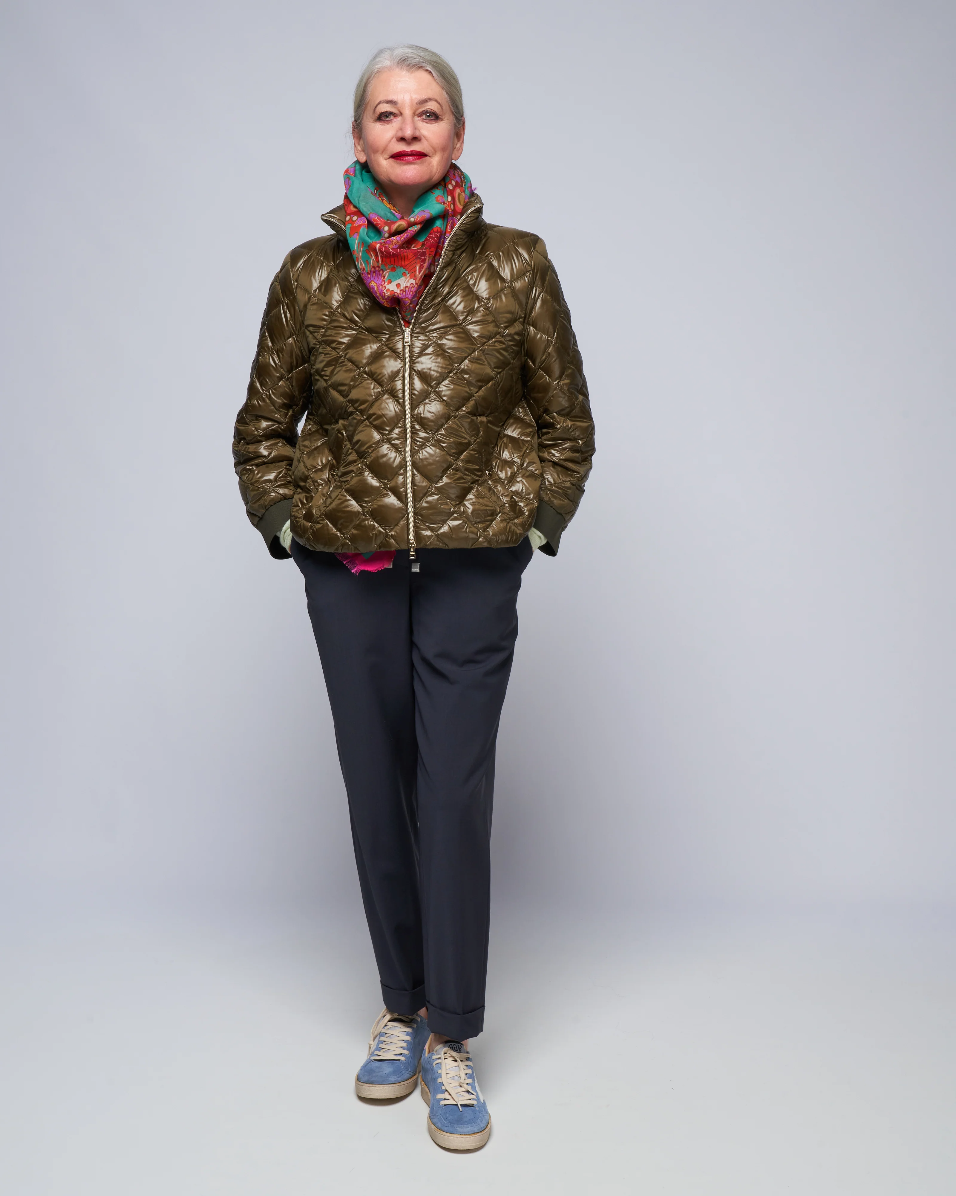 ultralight quilted a-line short jacket - military - Image 2