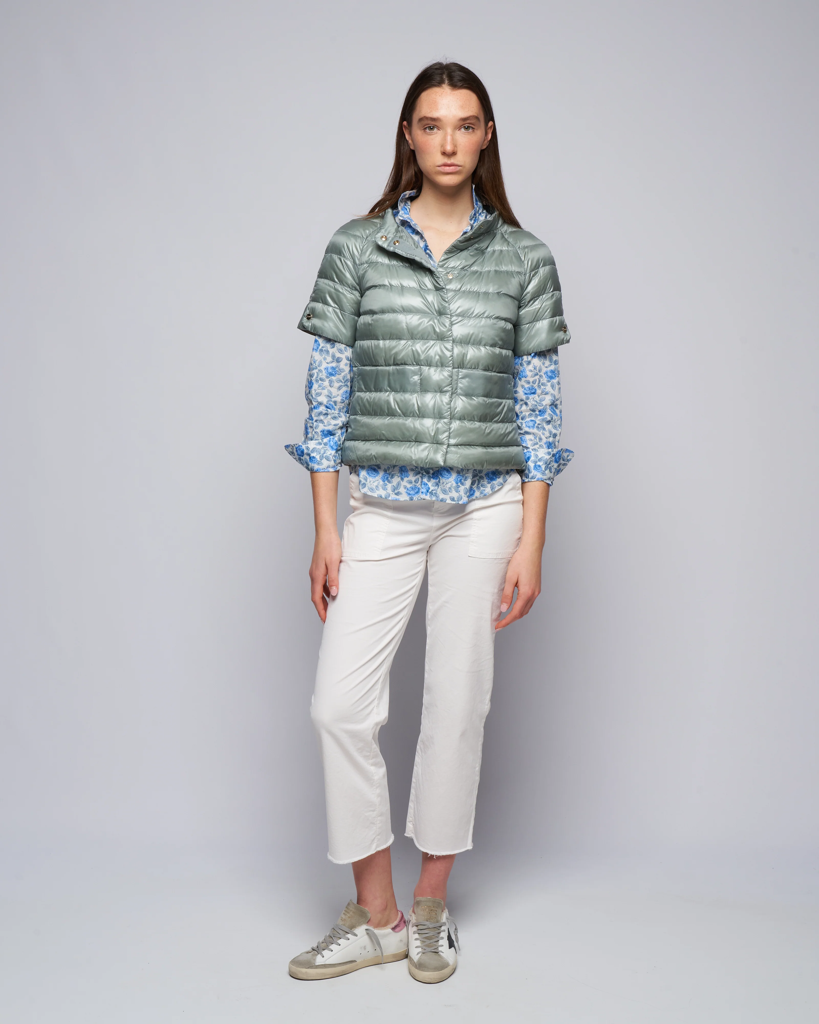 ultralight s/s jacket monogram trim - dusty blue - Image 2