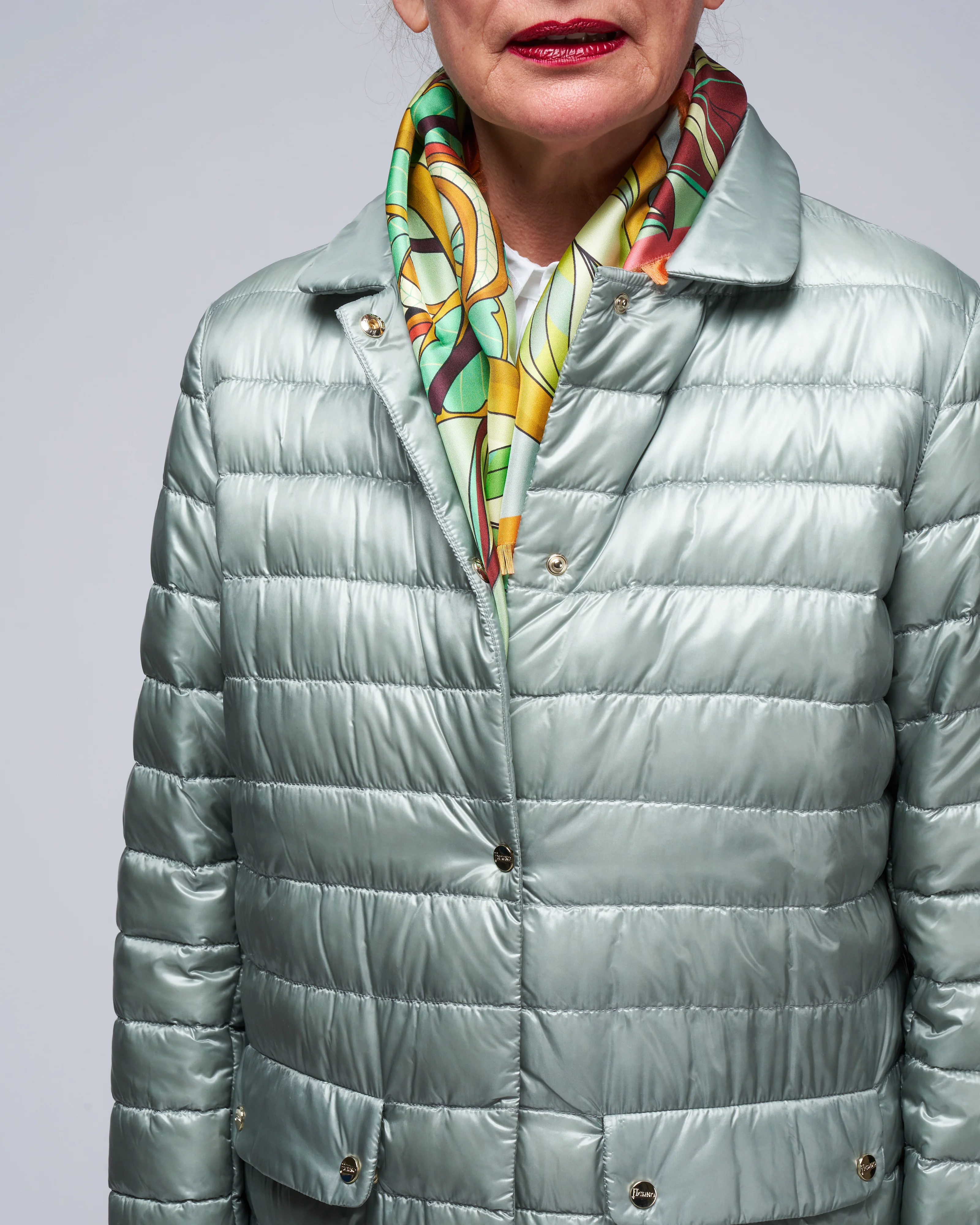 ultralight single breasted midi down jacket - dusty blue 9434 - Image 5