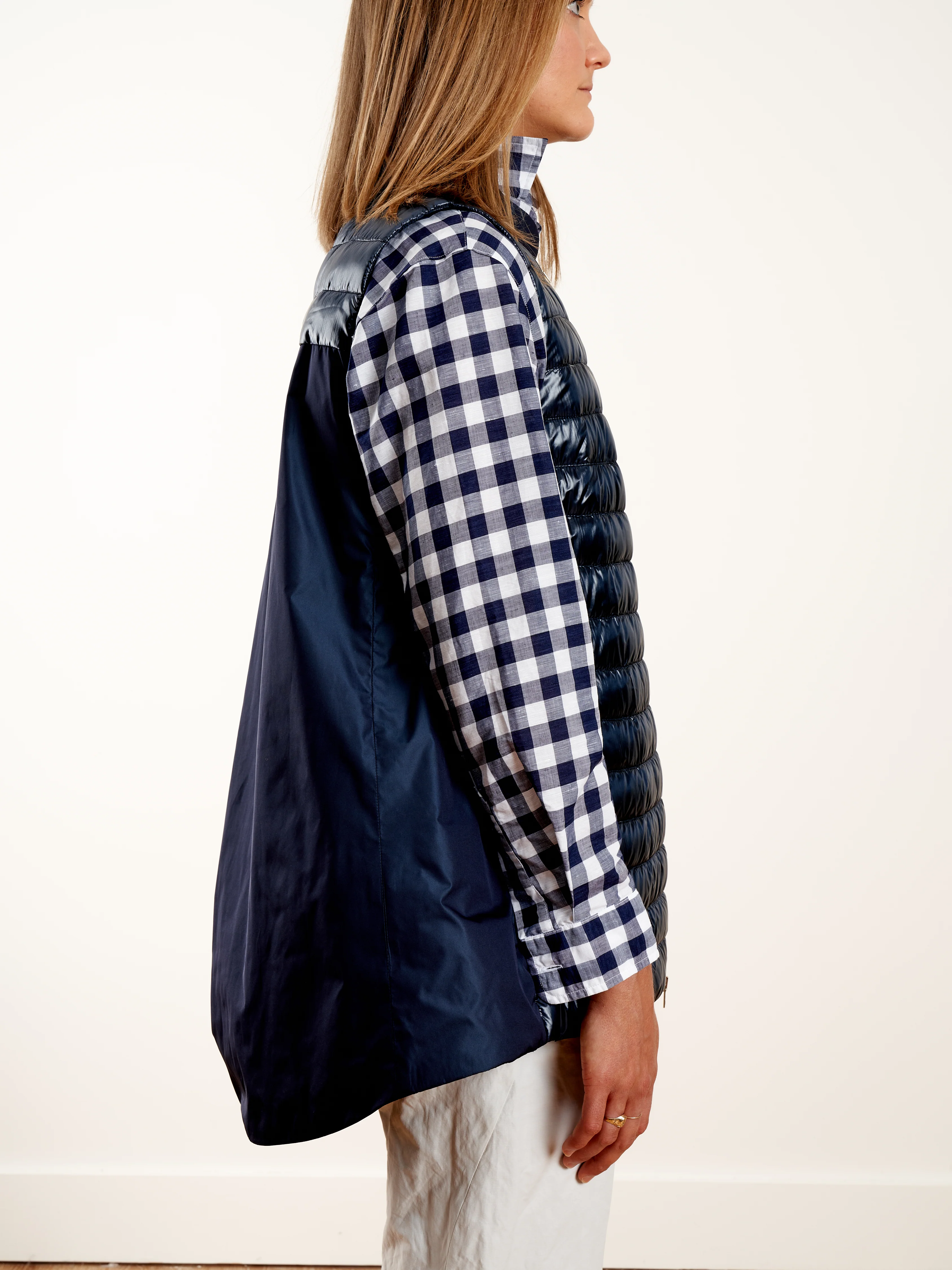 vest w/taffeta back - navy - Image 4