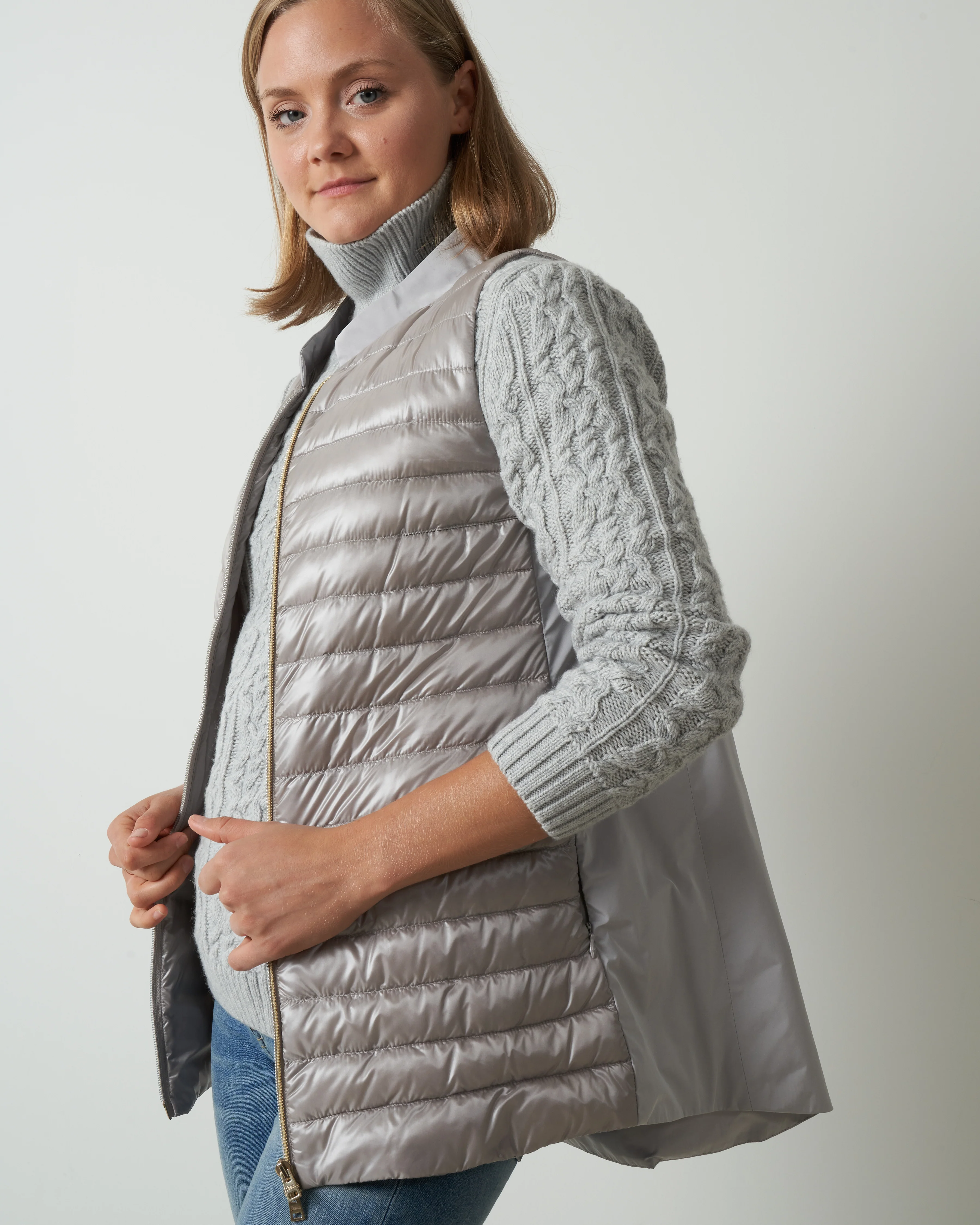 vest w/taffeta back - silver - Image 2