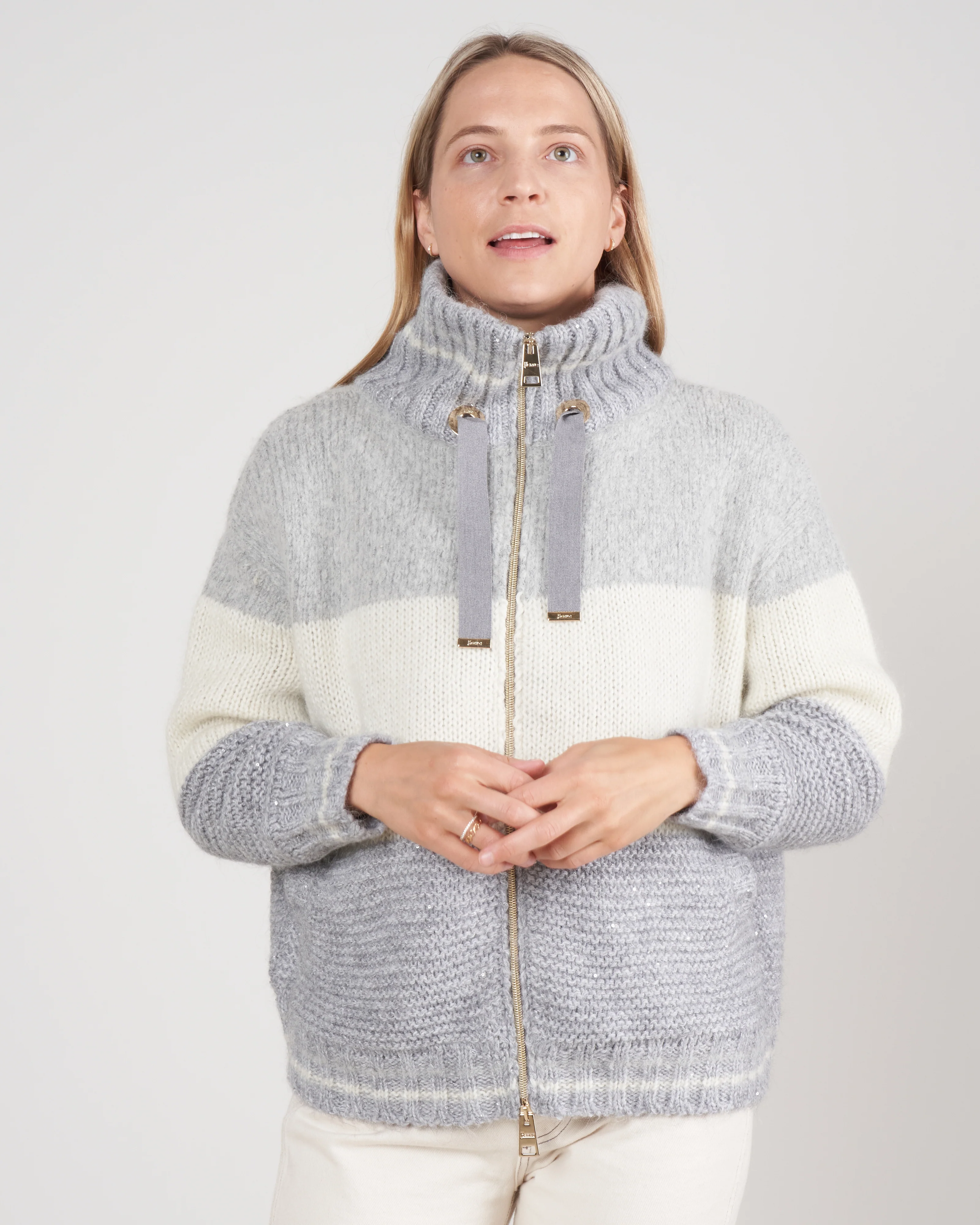 wool/ alpaca blend knit jacket - grey