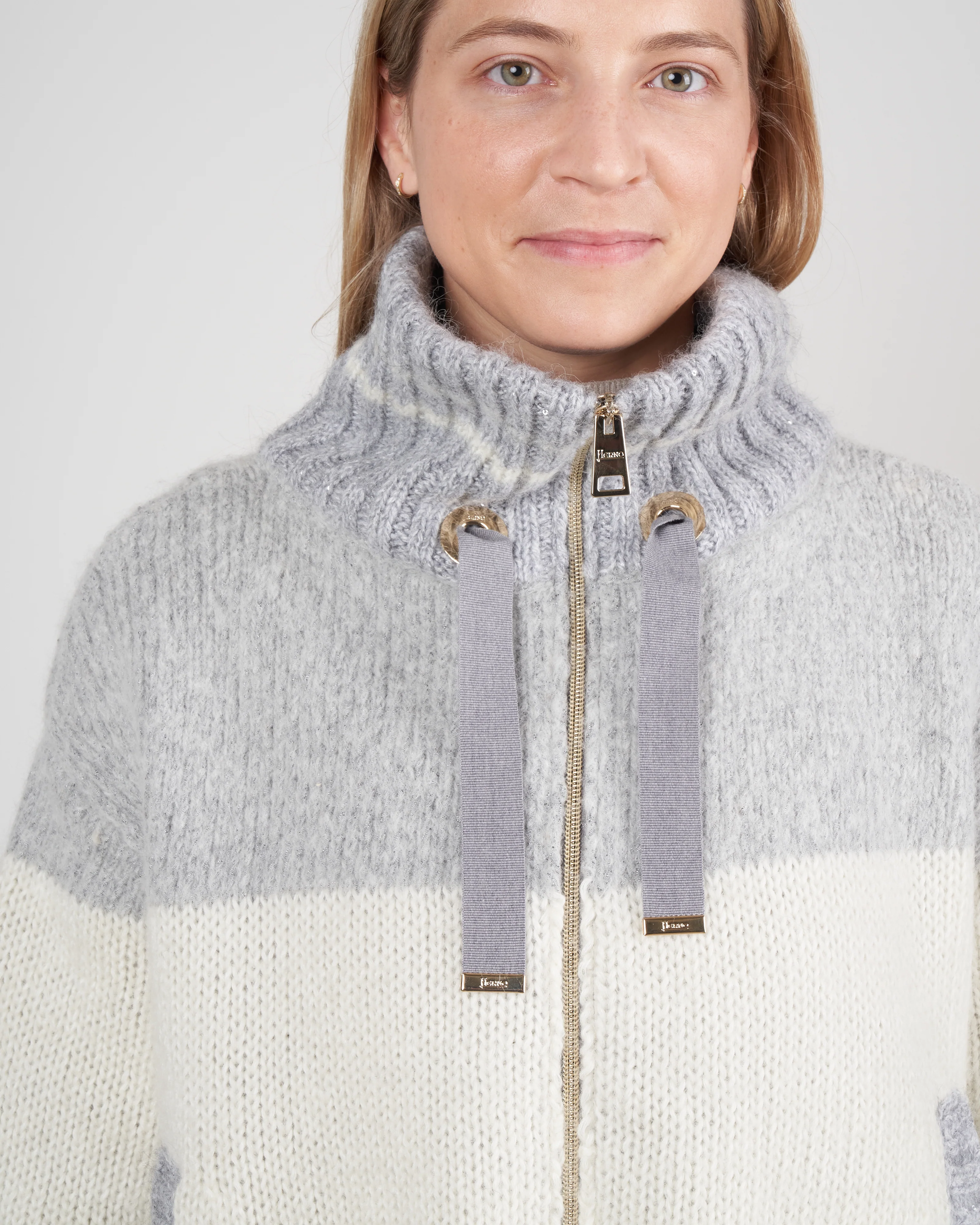 wool/ alpaca blend knit jacket - grey - Image 3
