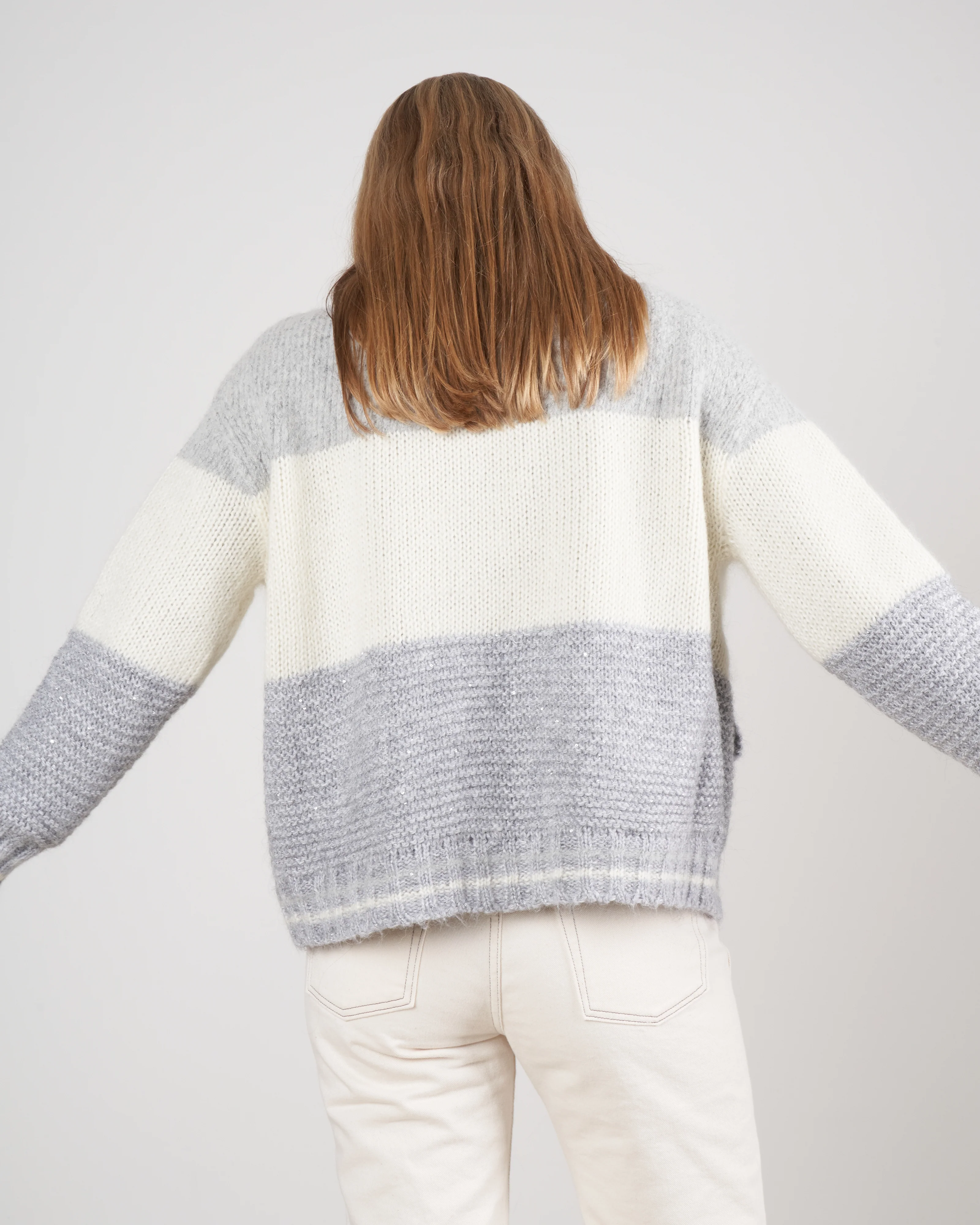 wool/ alpaca blend knit jacket - grey - Image 4