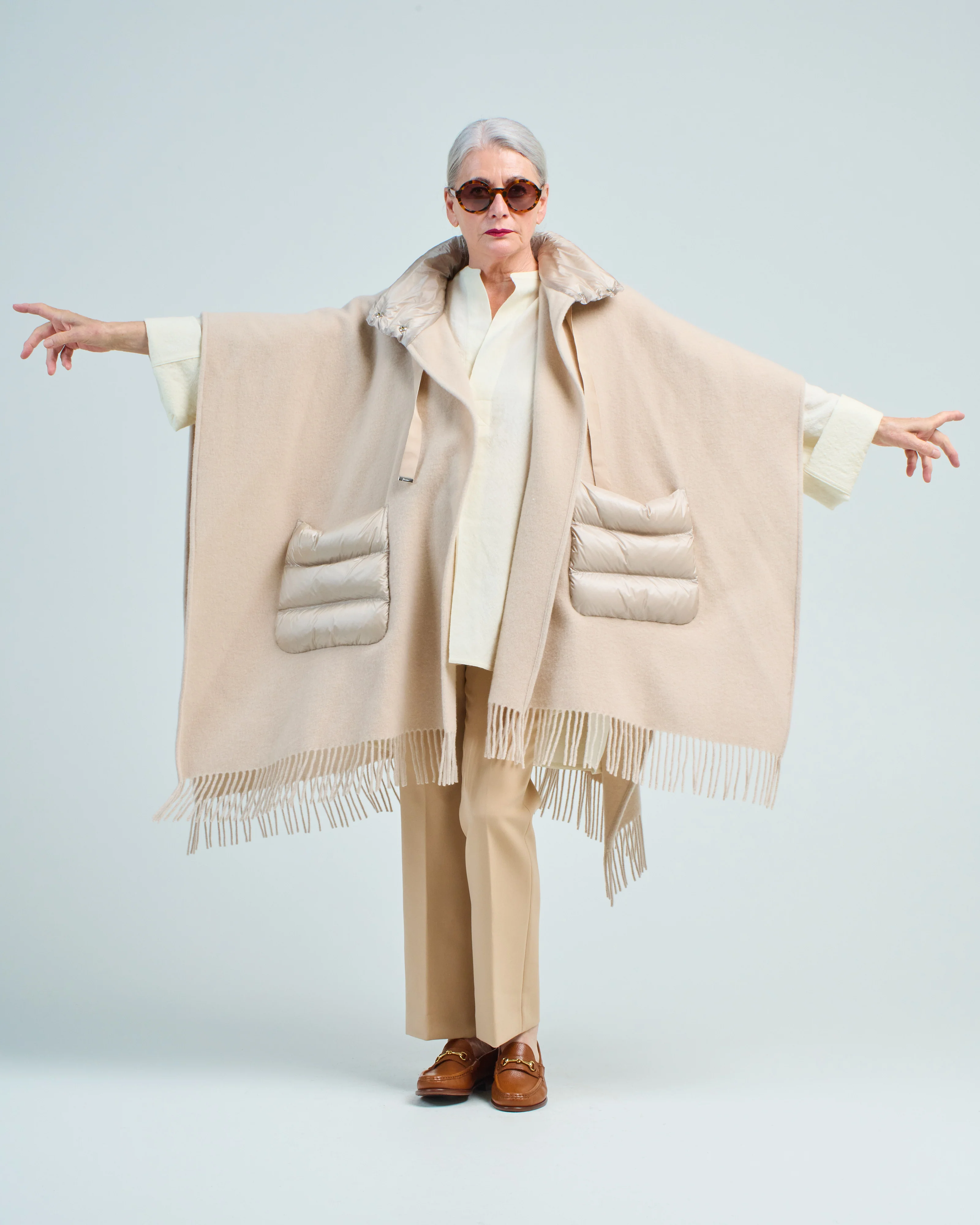 wool/cashmere open poncho - Image 2