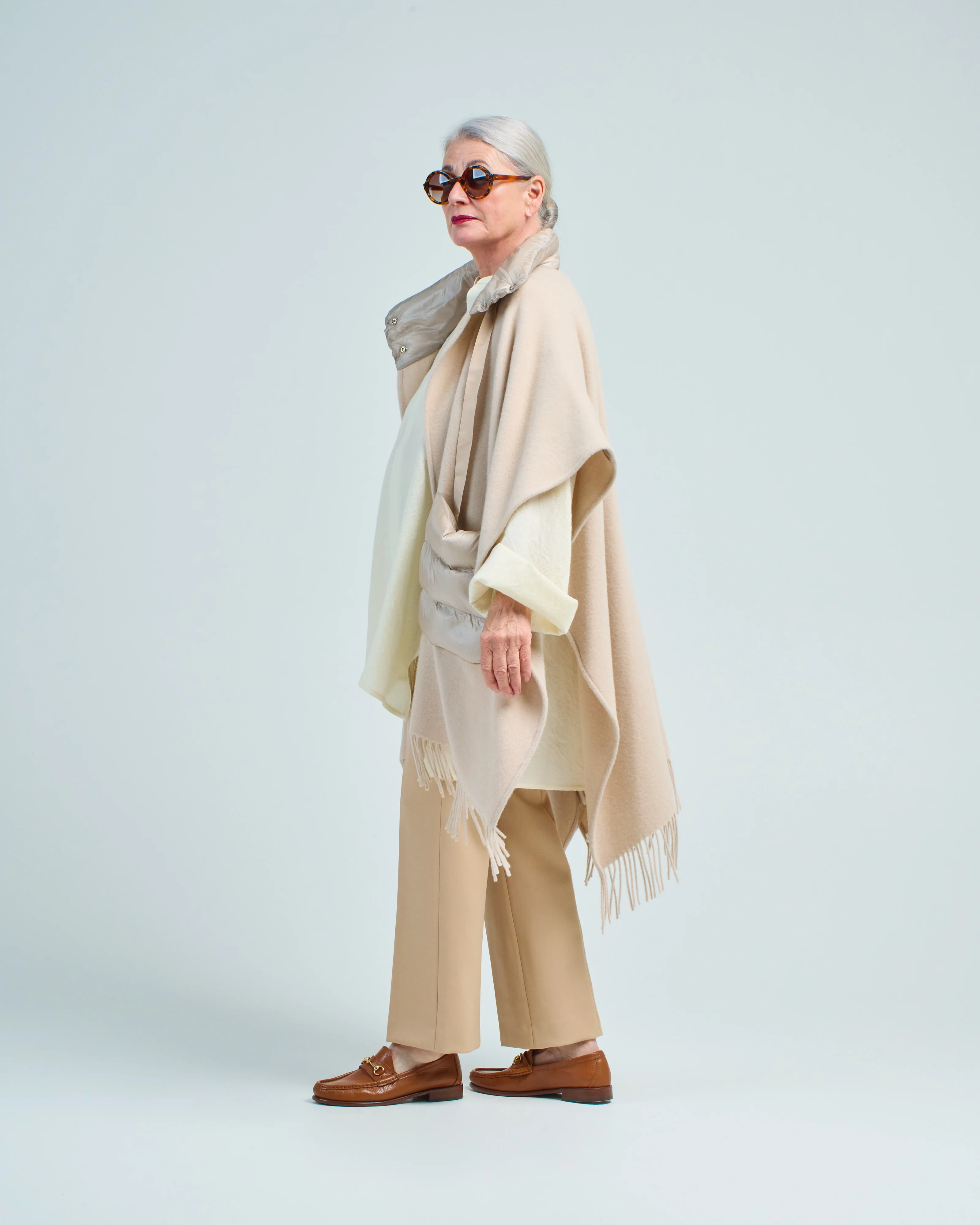 wool/cashmere open poncho - Image 3
