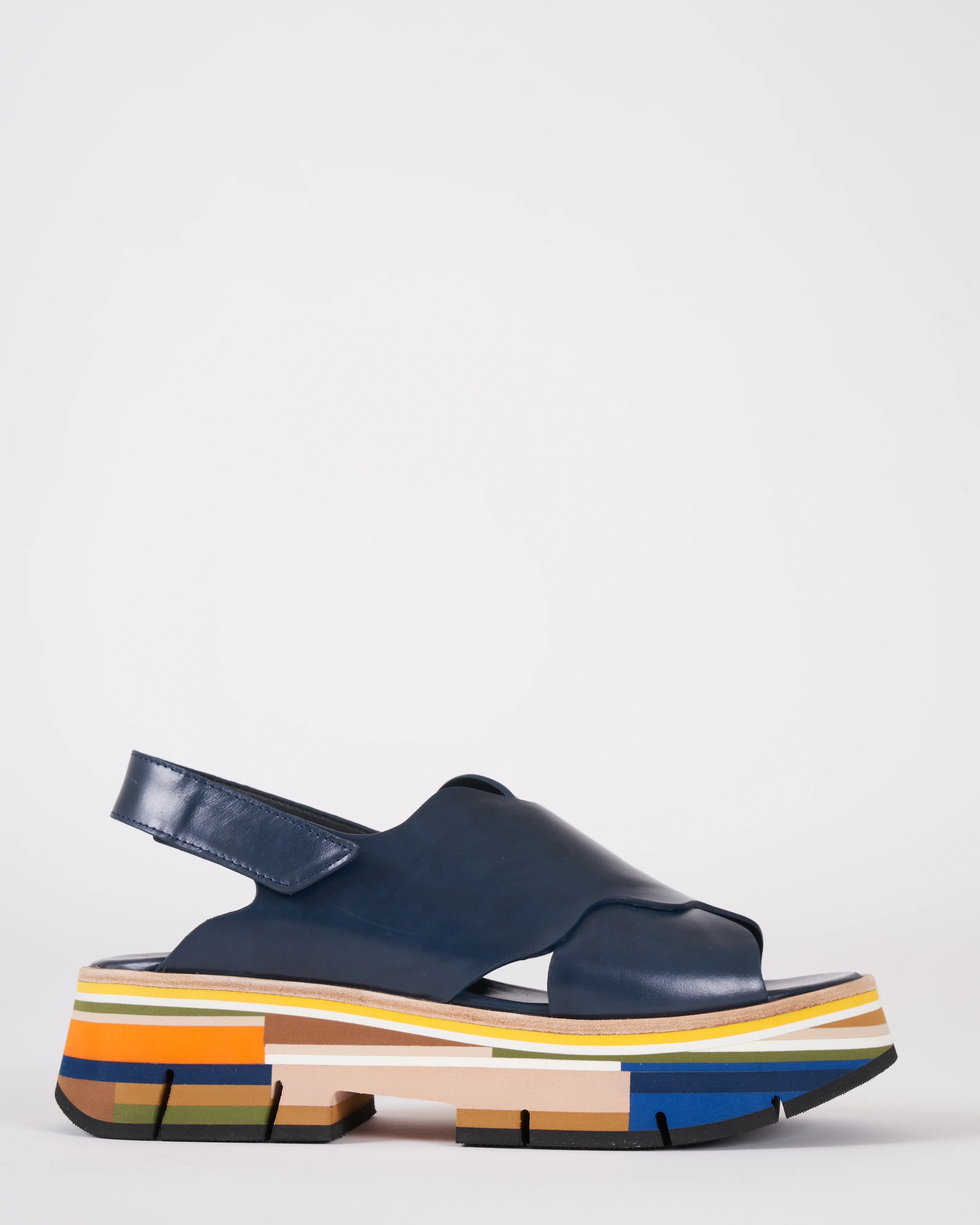 duyba criss cross platform sandal - petrol leather - Image 2