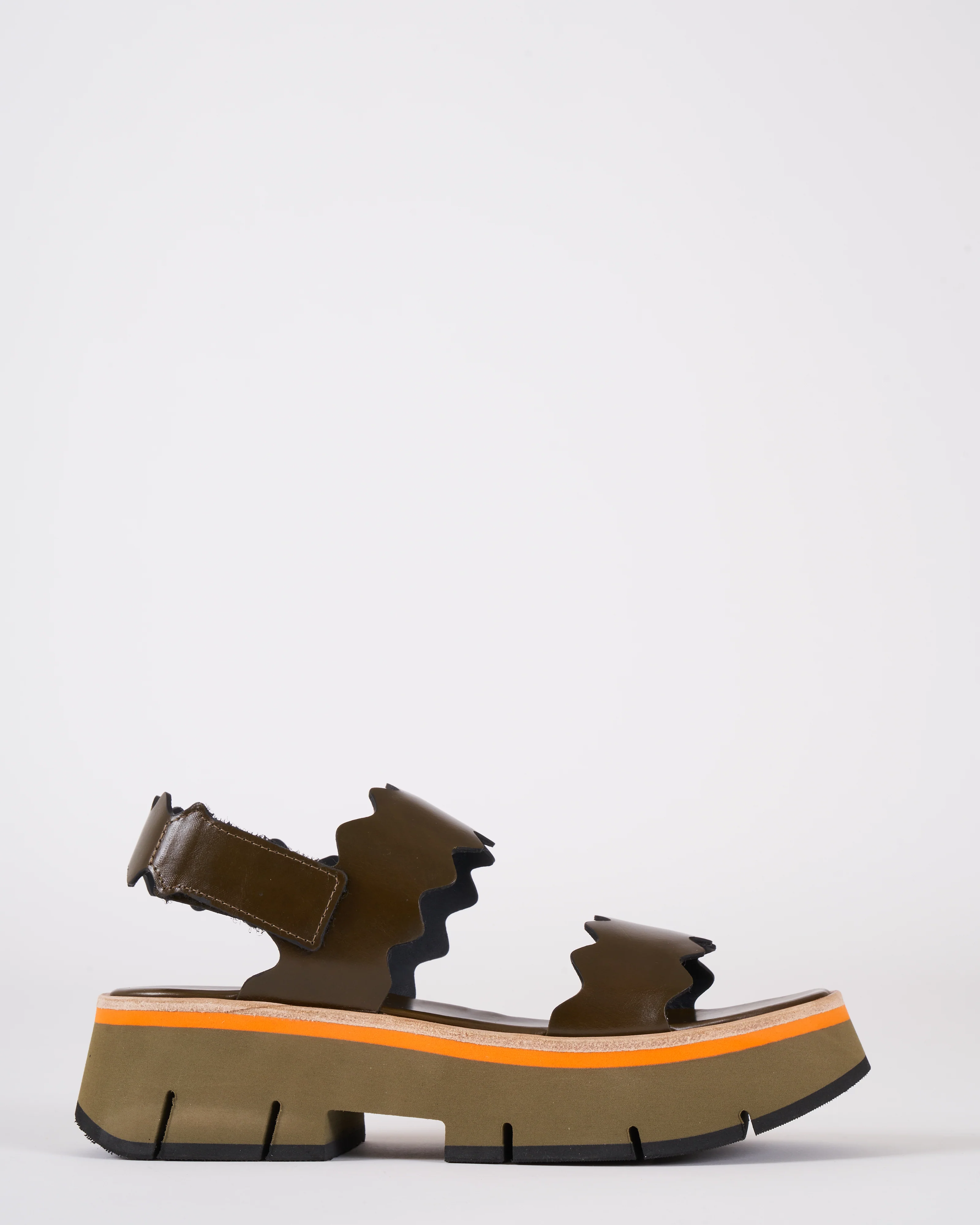 duyba two strap platform sandal - green leather - Image 2