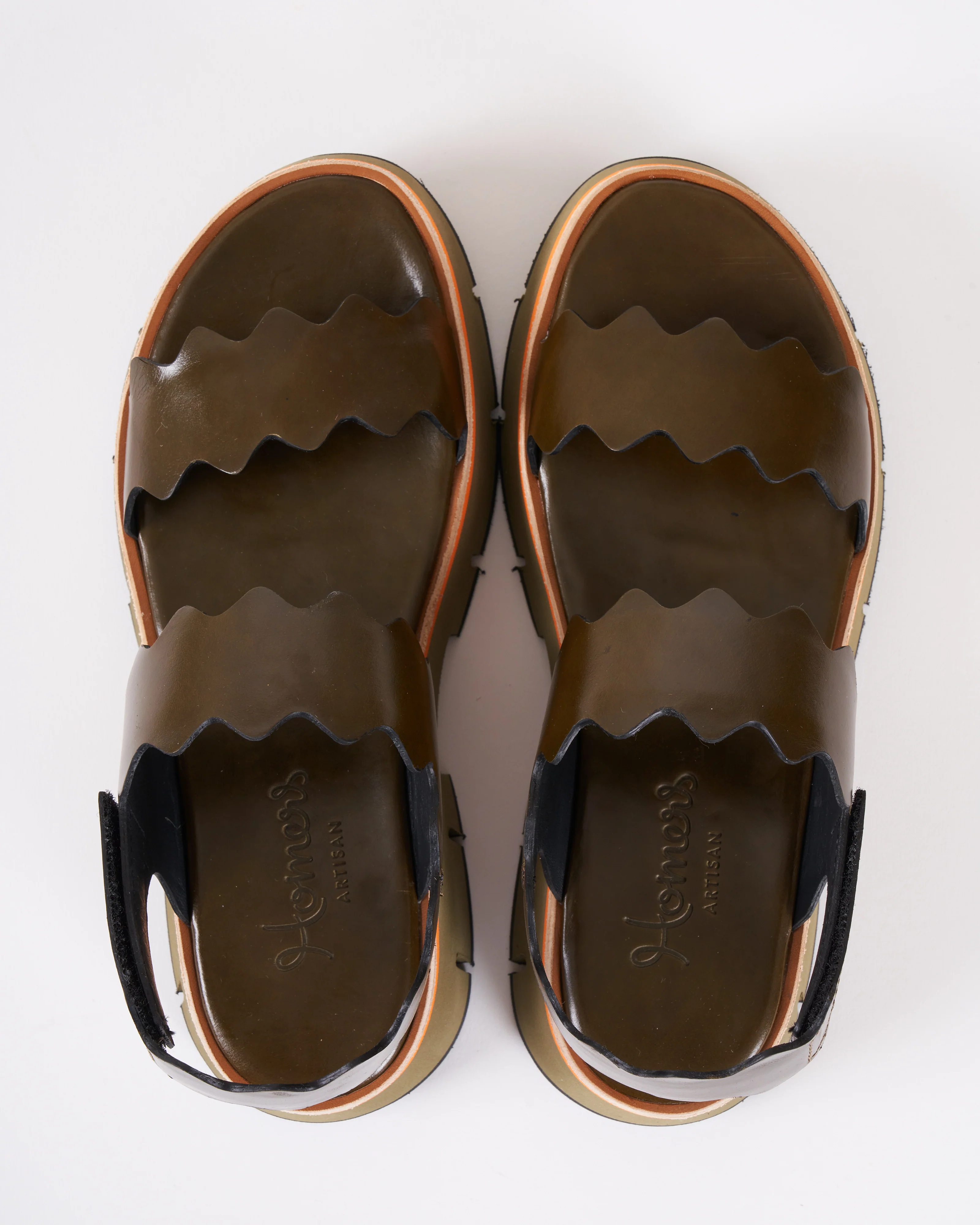 duyba two strap platform sandal - green leather - Image 3