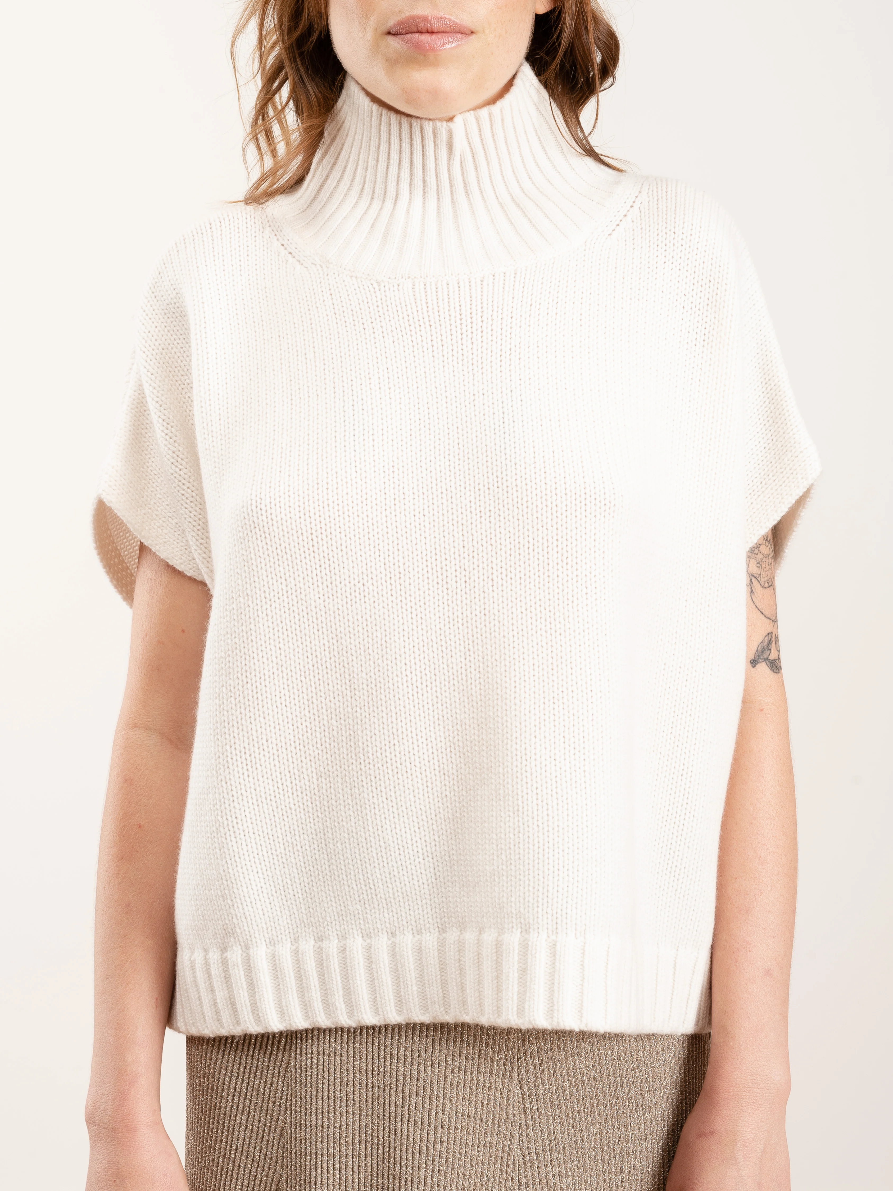 high collar short cape - ivoire - Image 4