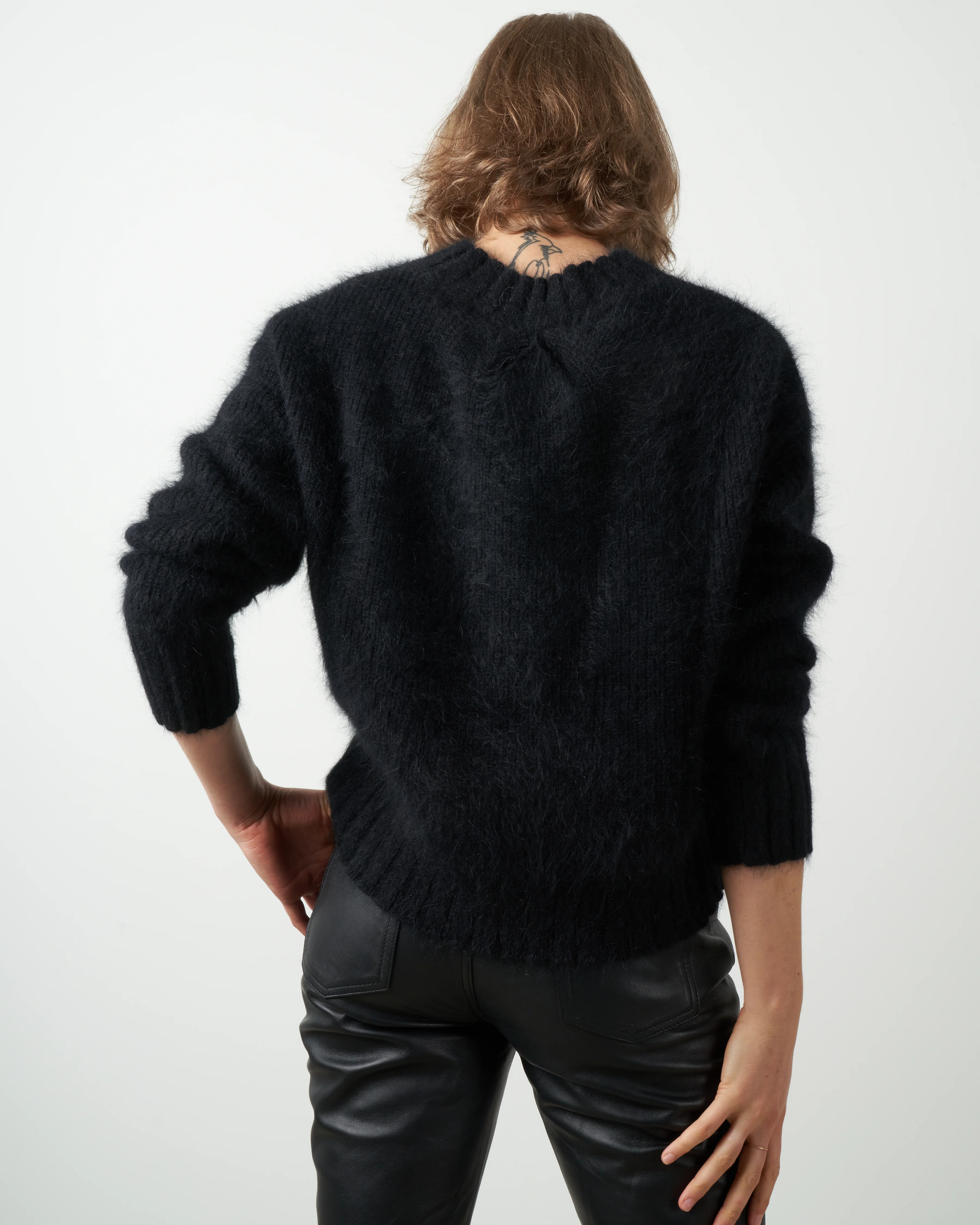 mixed angora pullover - black - Image 4