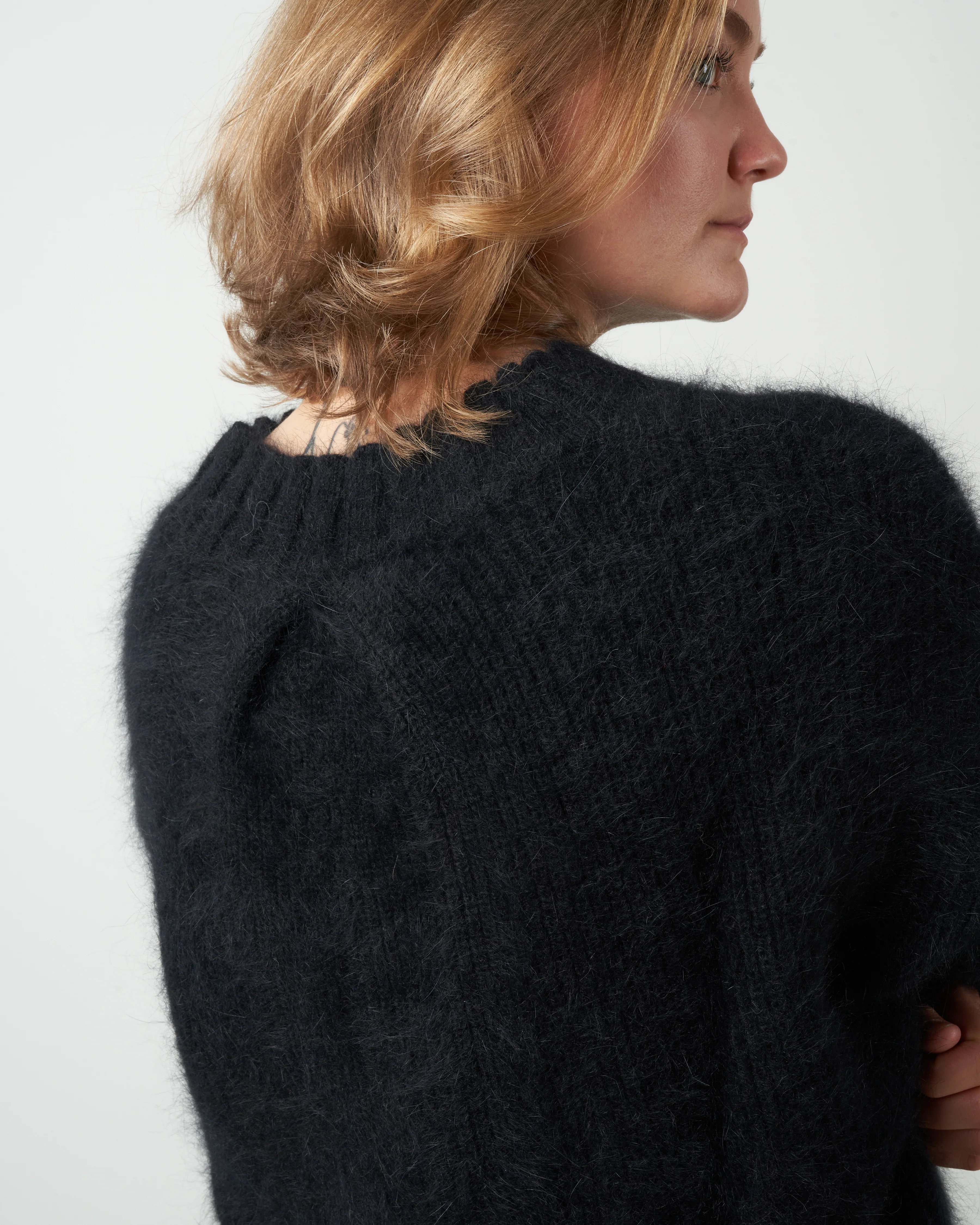 mixed angora pullover - black - Image 5