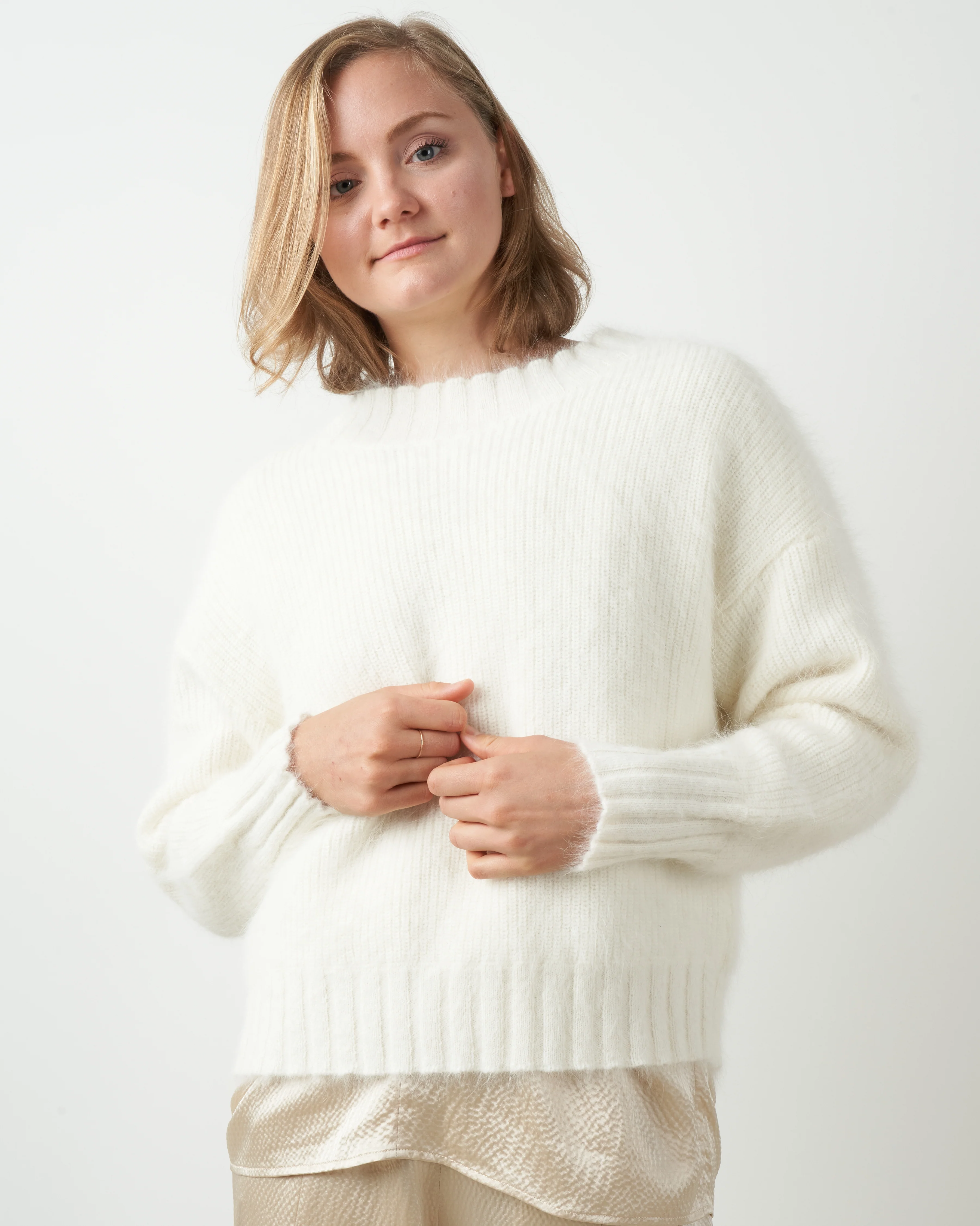 mixed angora pullover - ivory - Image 2
