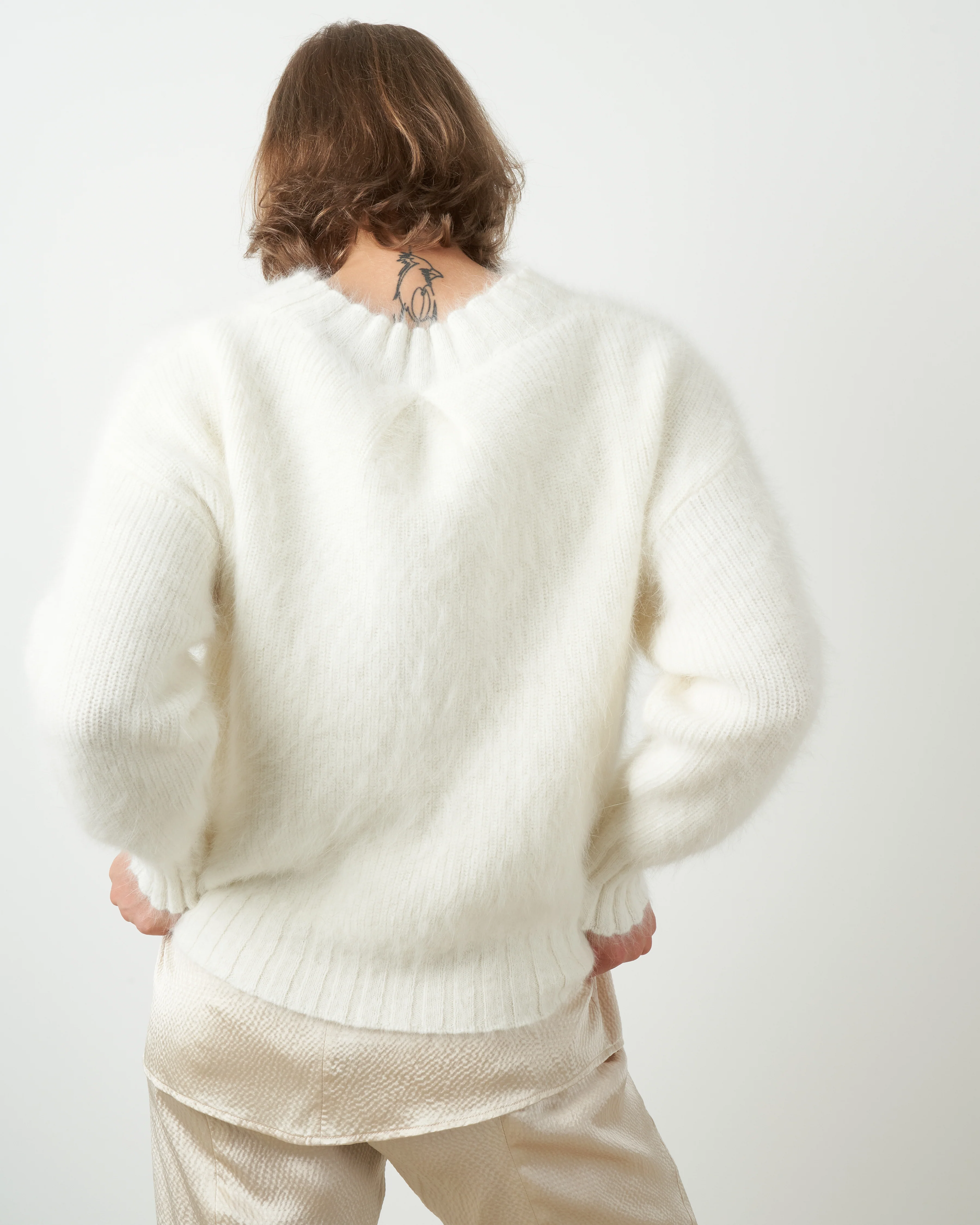 mixed angora pullover - ivory - Image 3