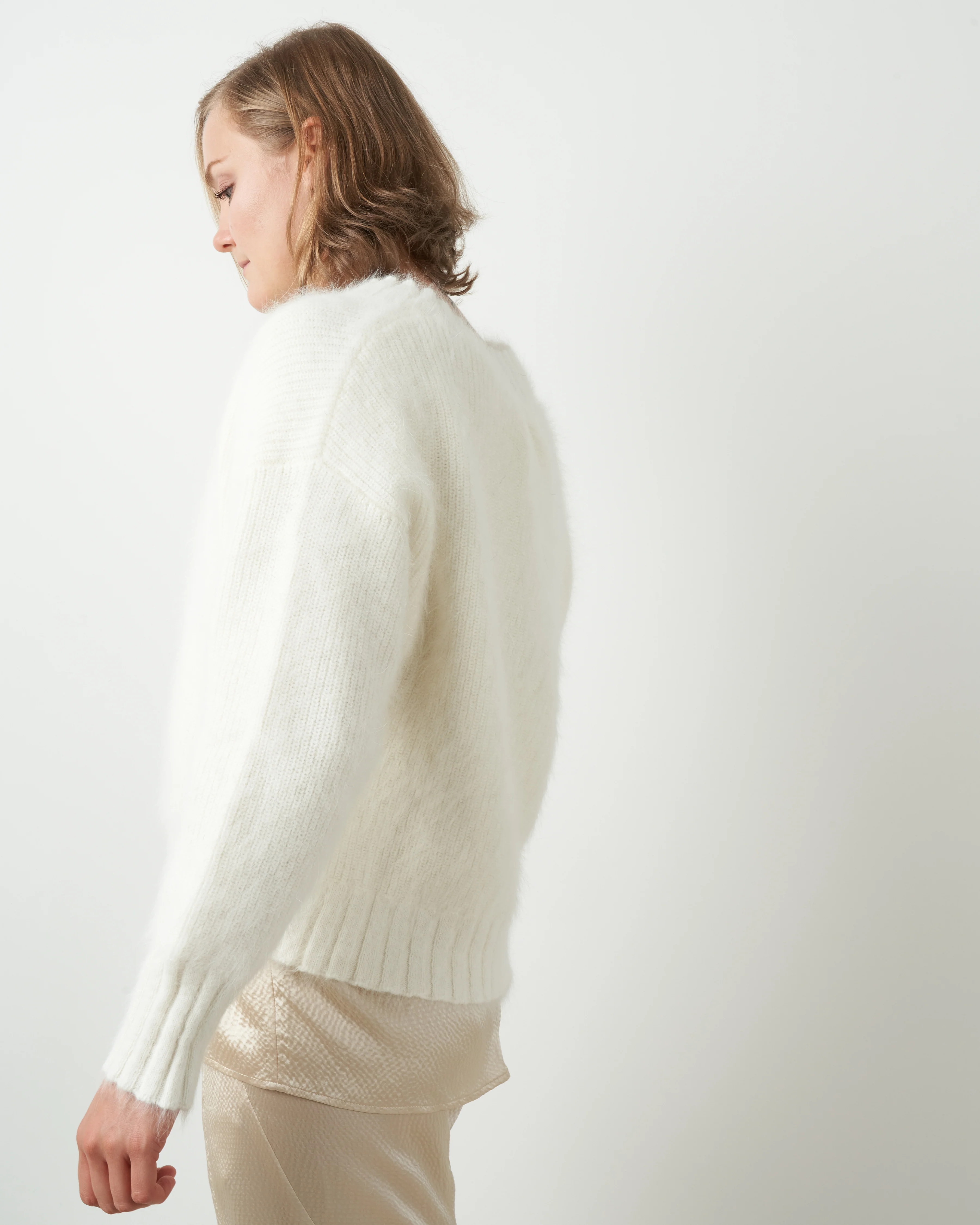 mixed angora pullover - ivory - Image 4
