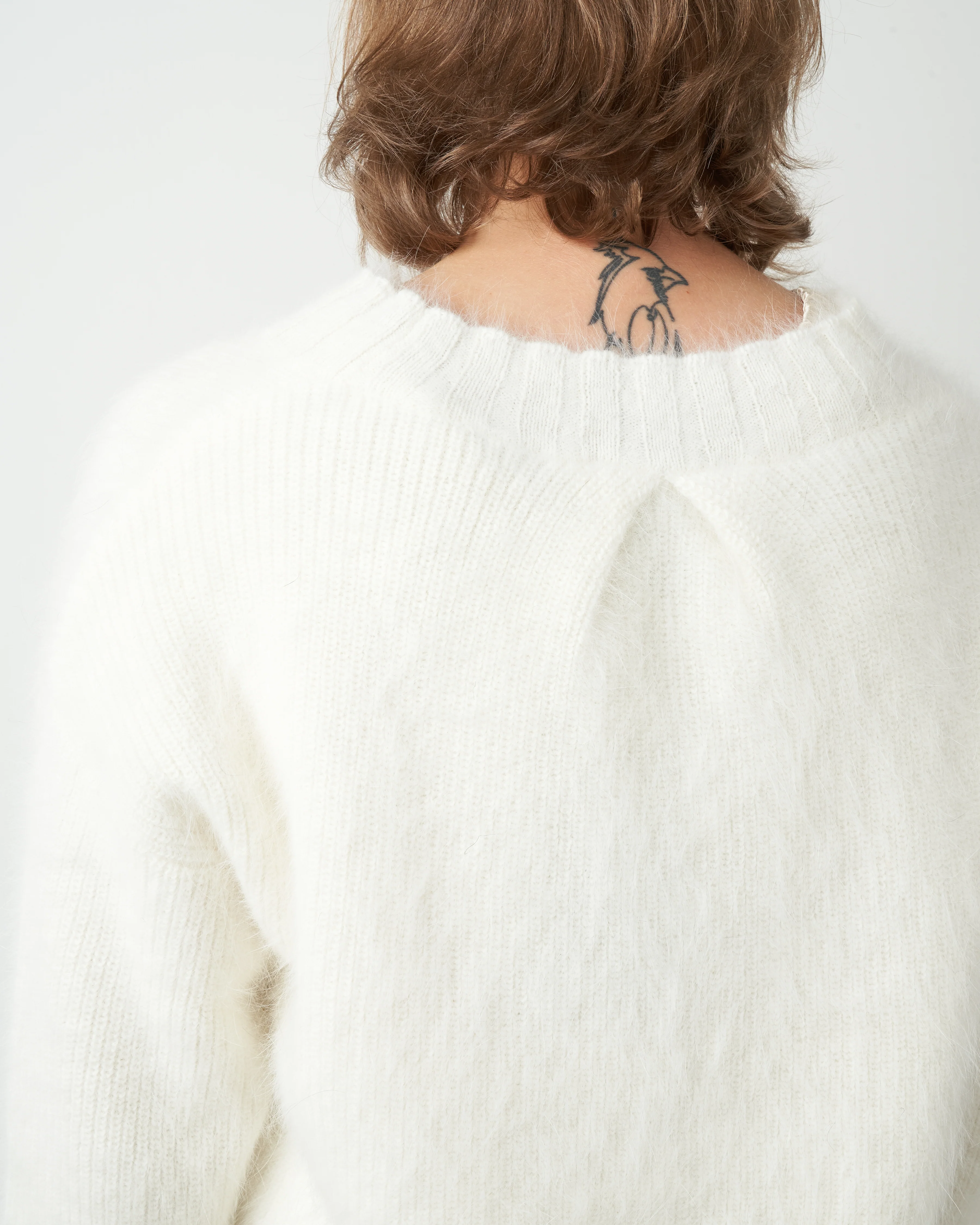mixed angora pullover - ivory - Image 5
