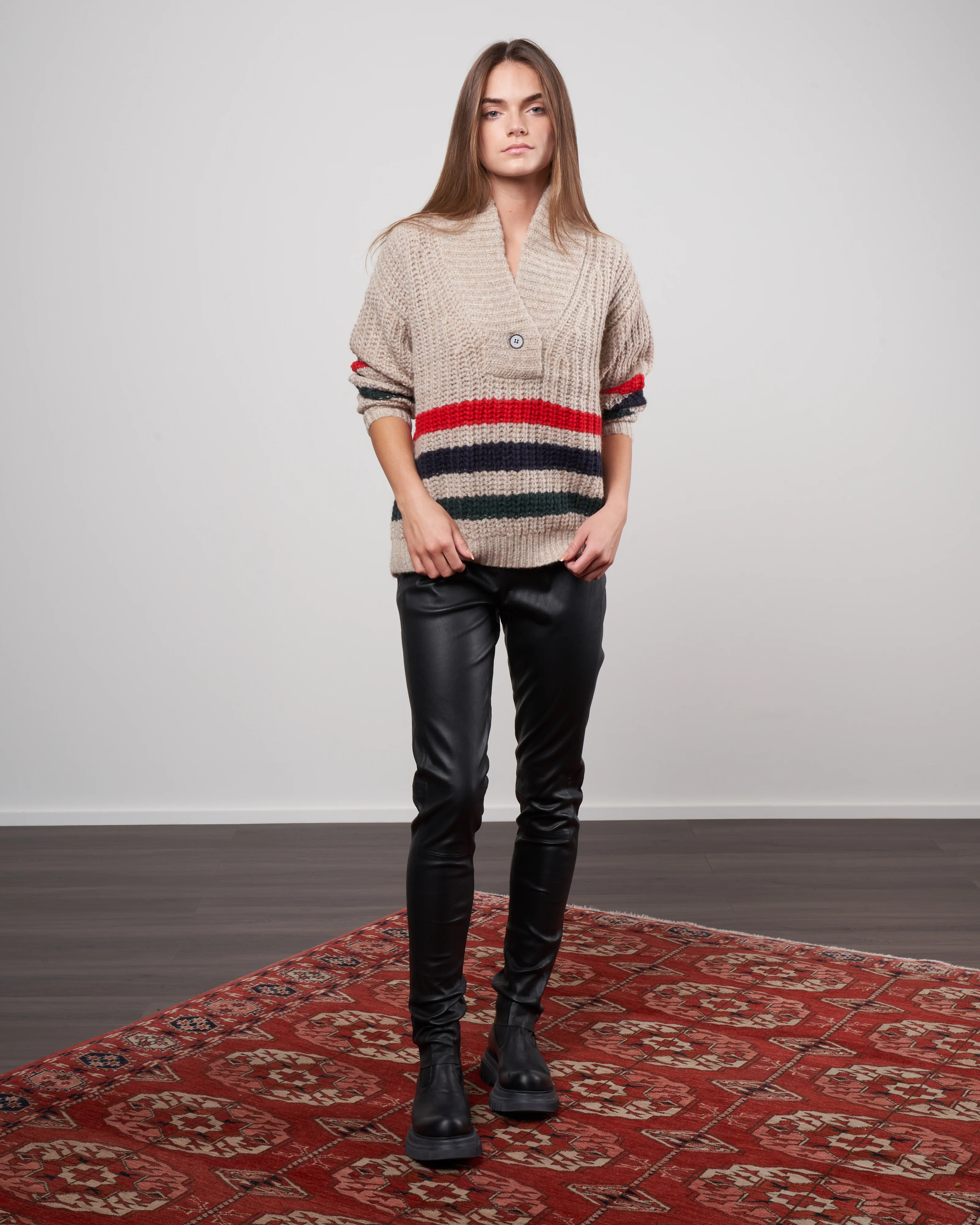 stretch leather legging - black - Image 2