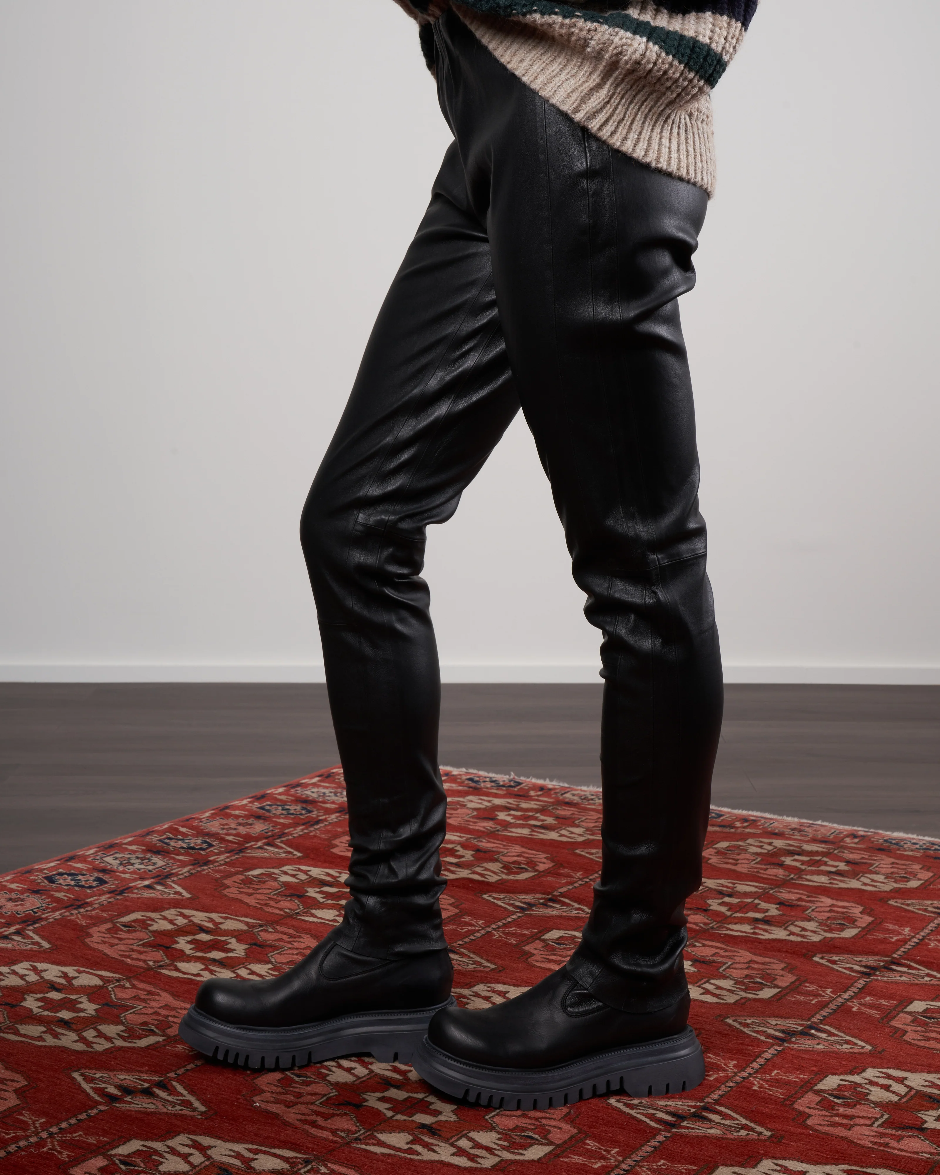 stretch leather legging - black - Image 3