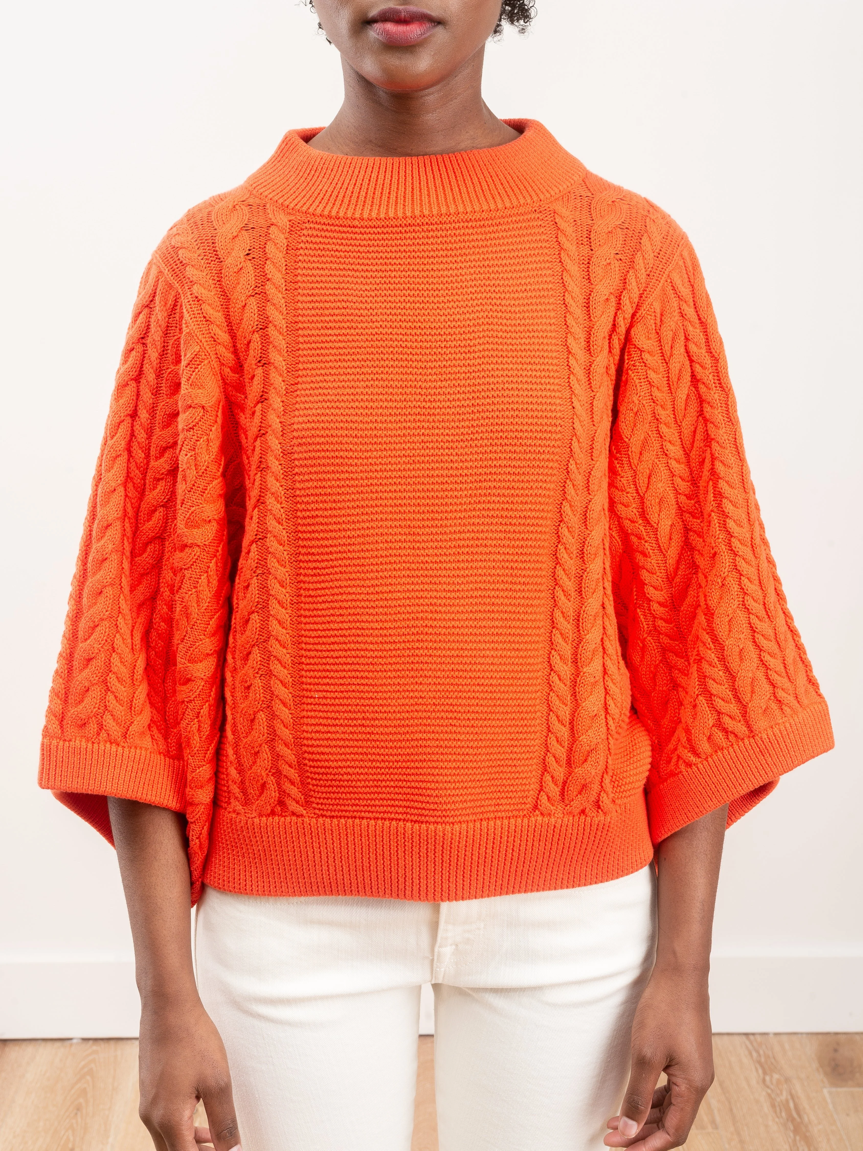 cable knit jumper - coral - Image 2