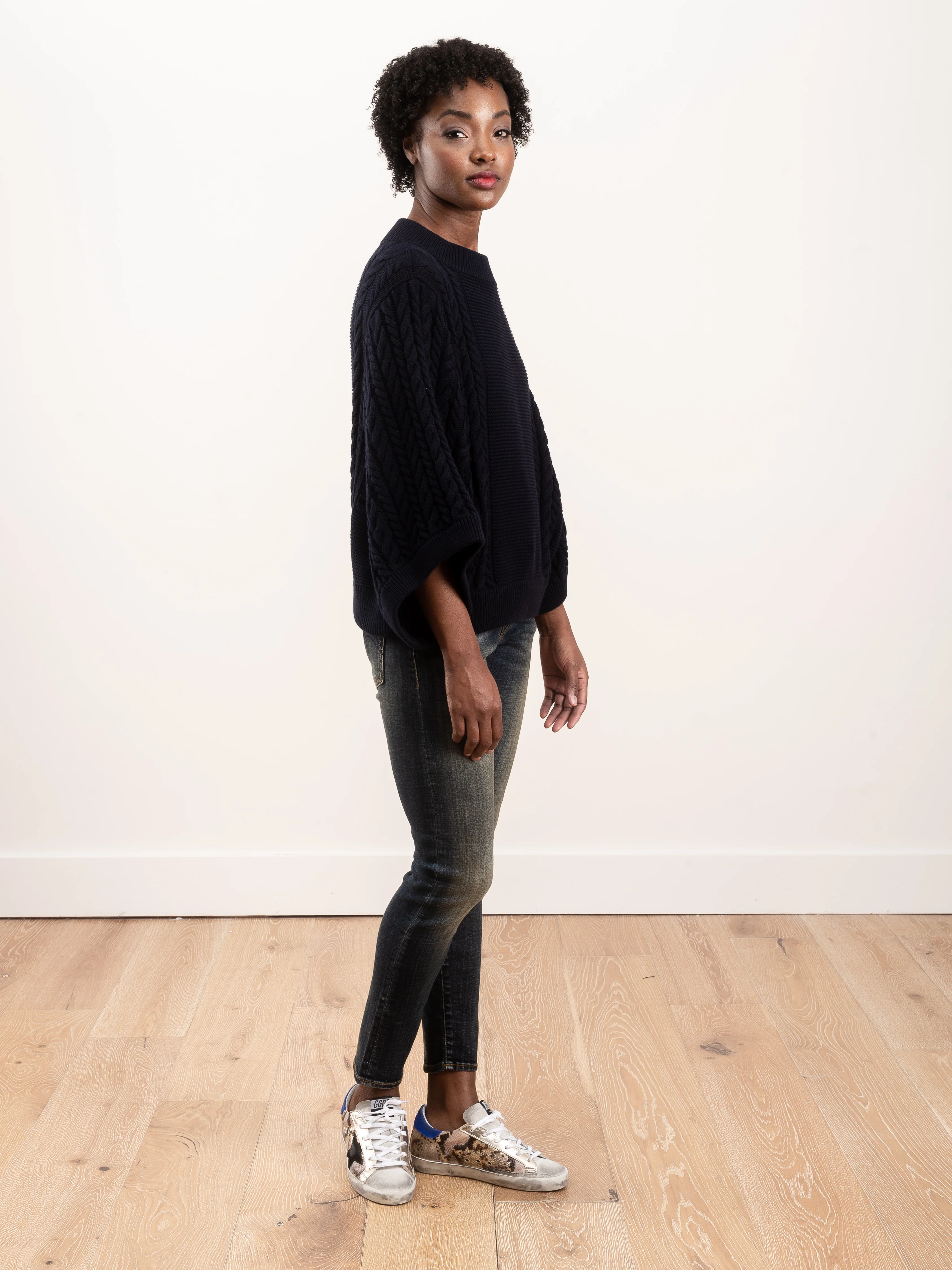 cable knit jumper - dark navy - Image 2