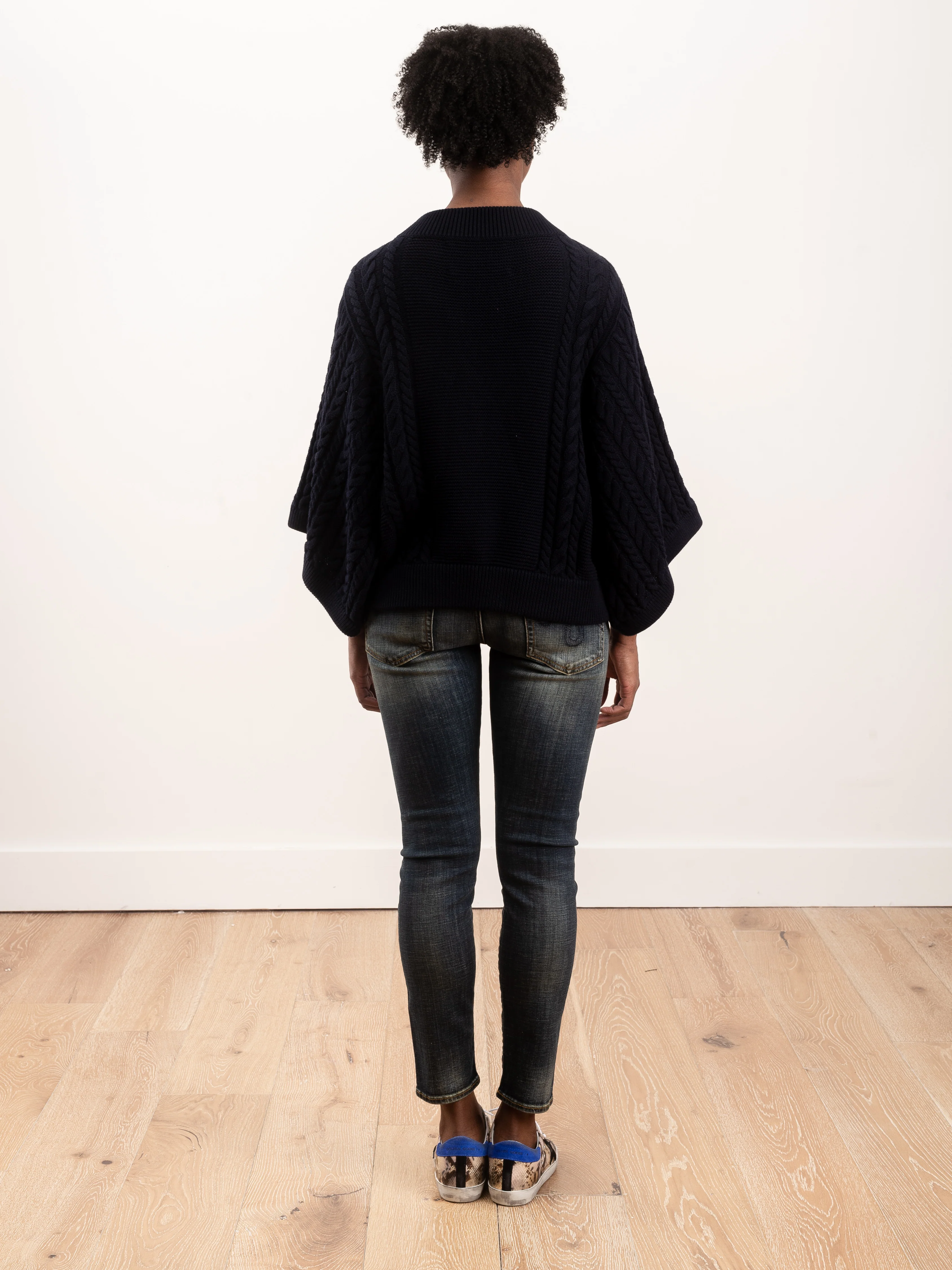 cable knit jumper - dark navy - Image 3