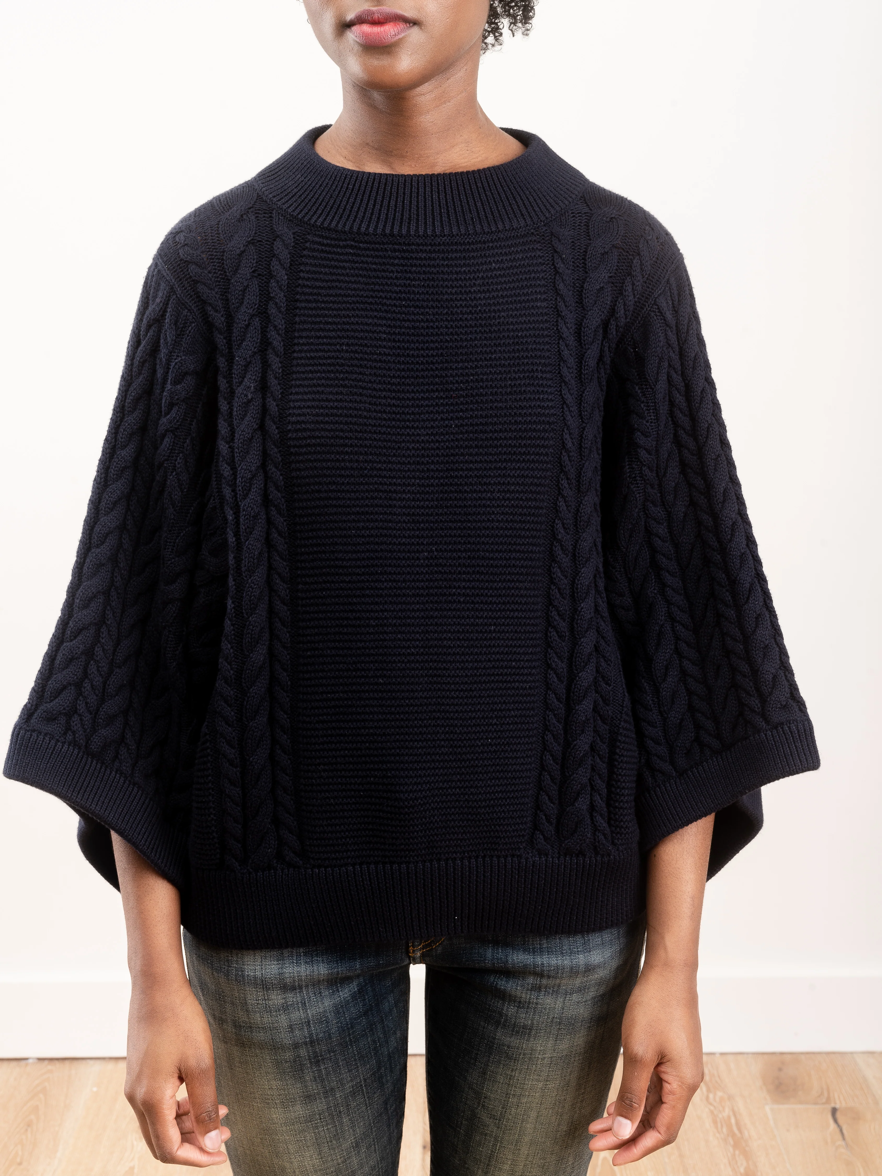 cable knit jumper - dark navy - Image 4