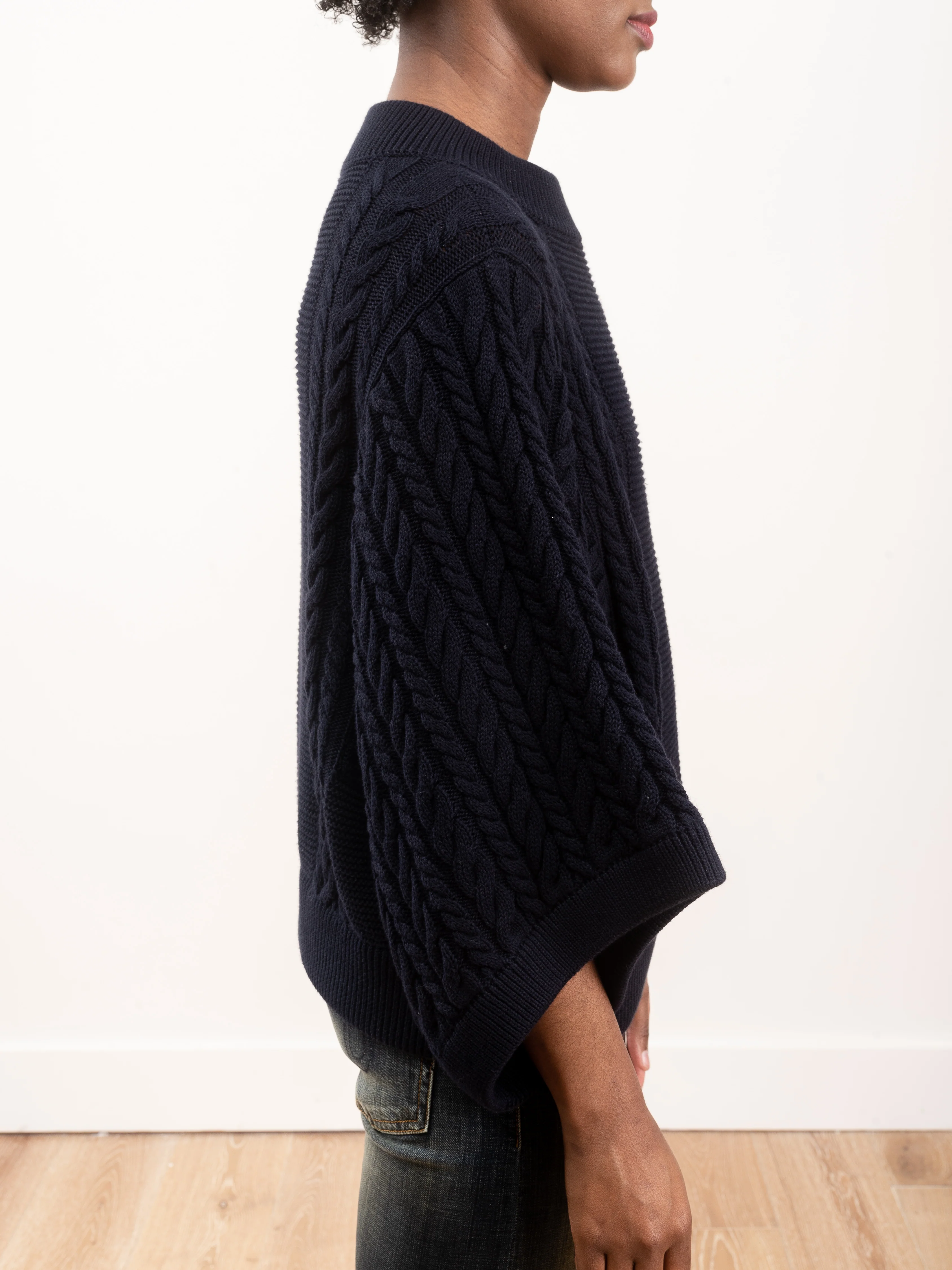 cable knit jumper - dark navy - Image 5