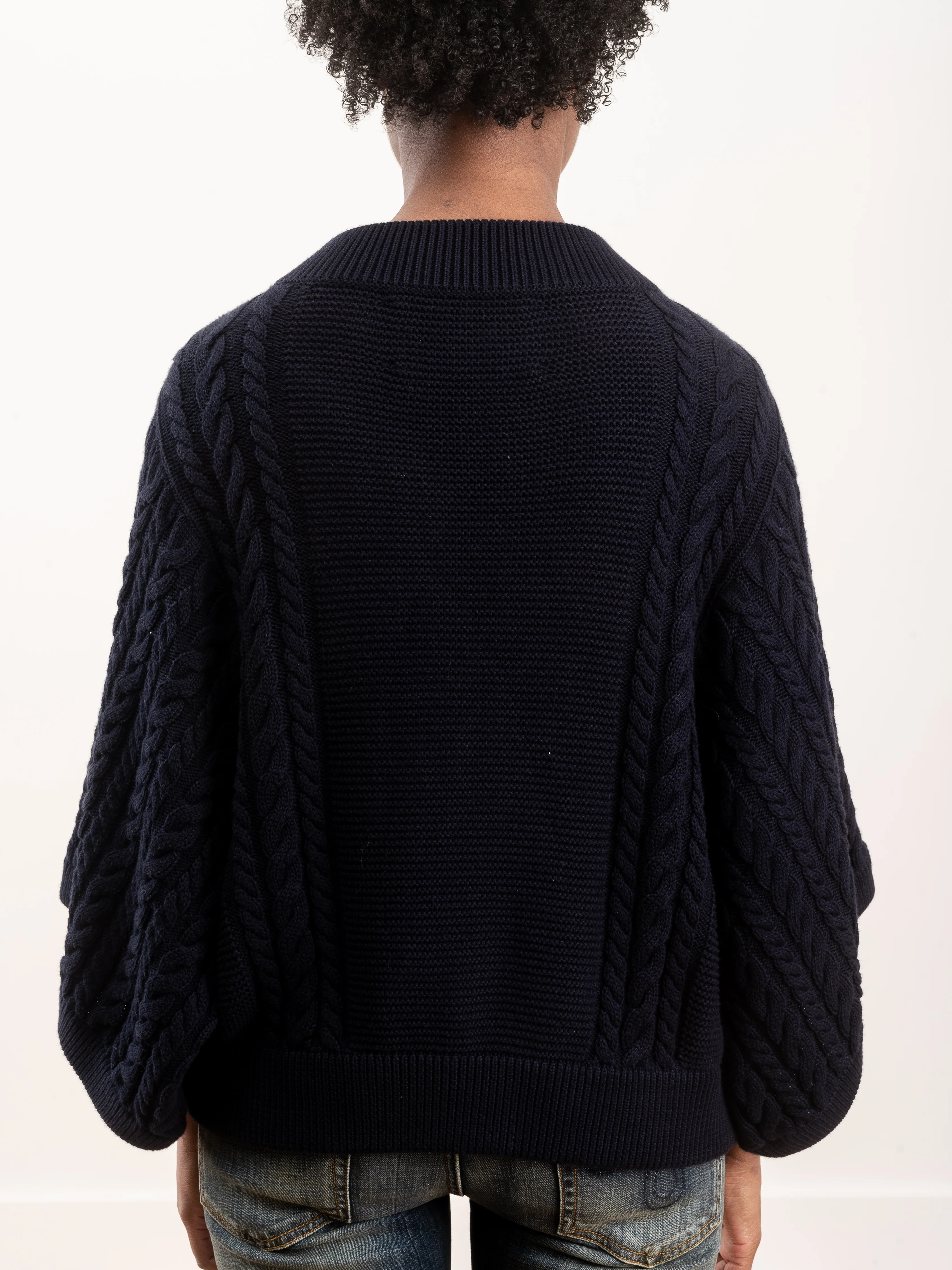 cable knit jumper - dark navy - Image 6