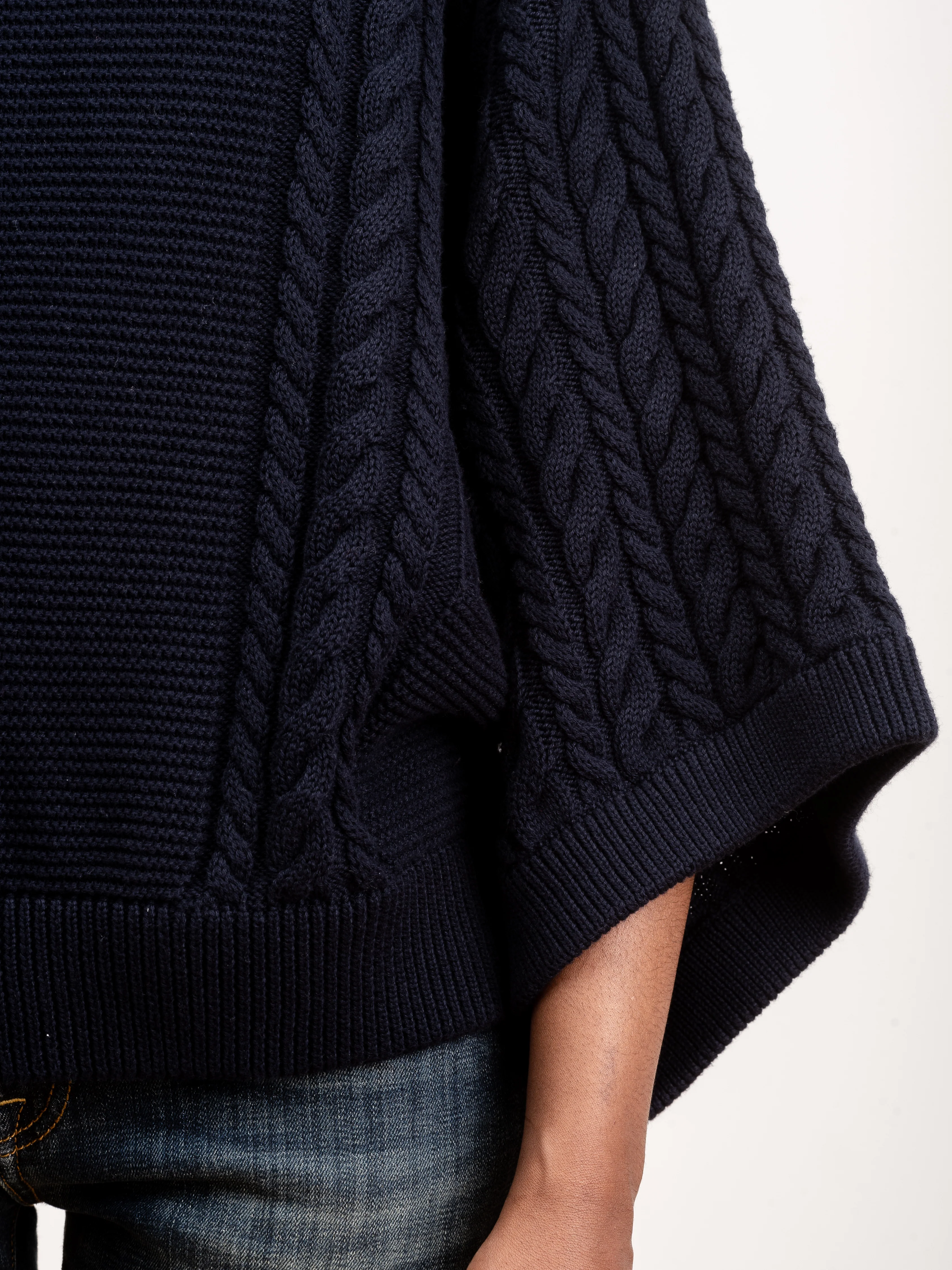 cable knit jumper - dark navy - Image 7