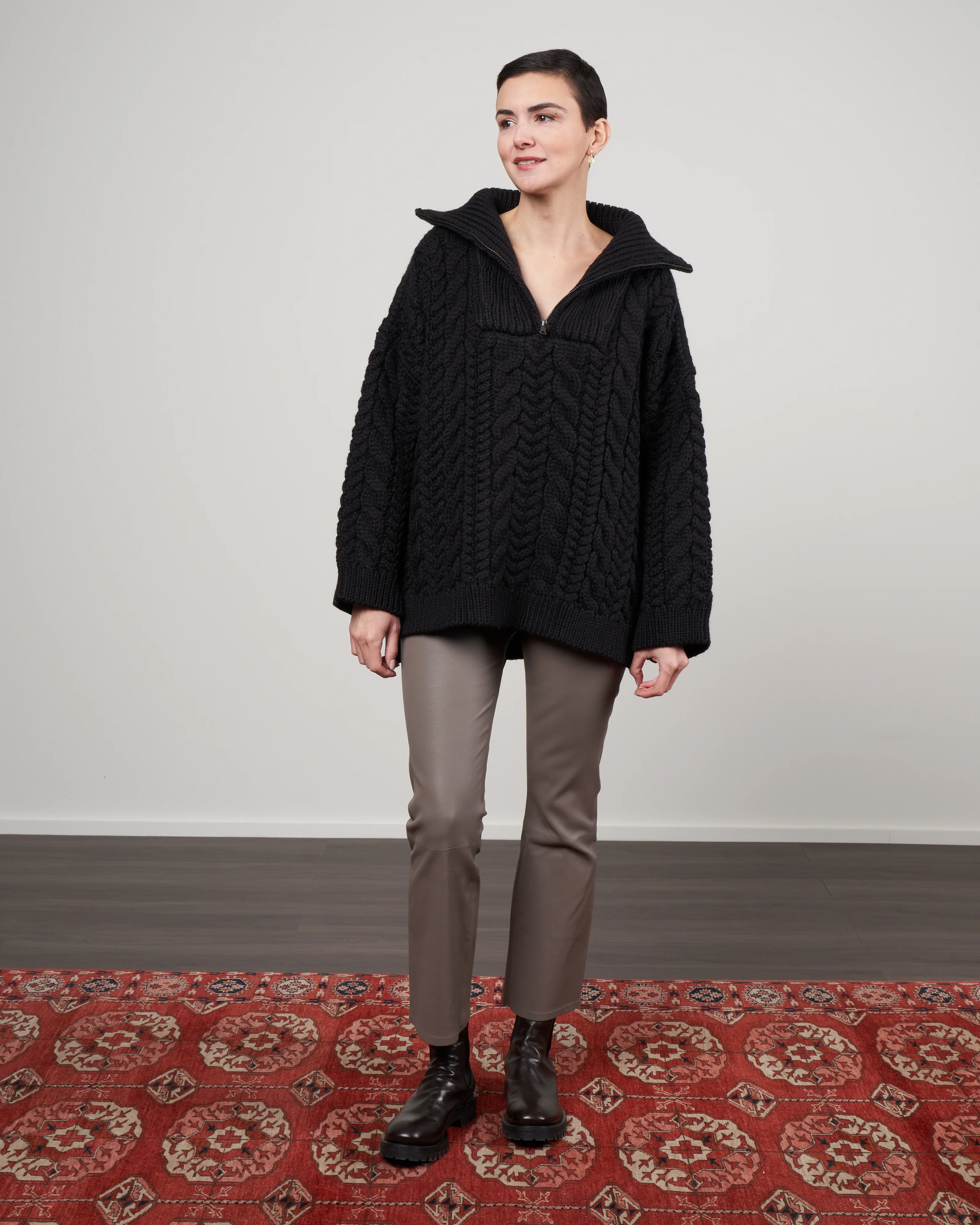 cable zip up jumper - black - Image 2