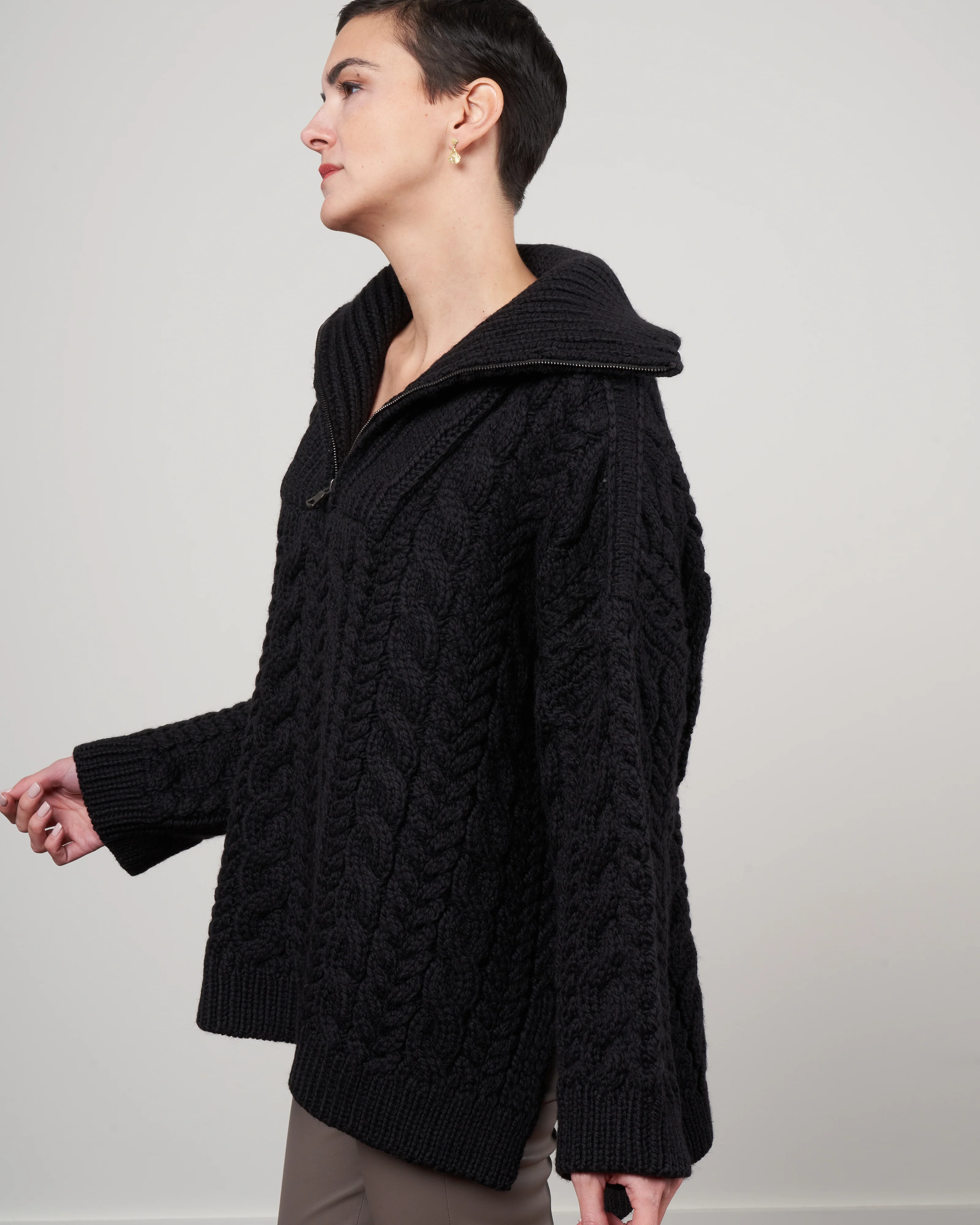 cable zip up jumper - black - Image 3