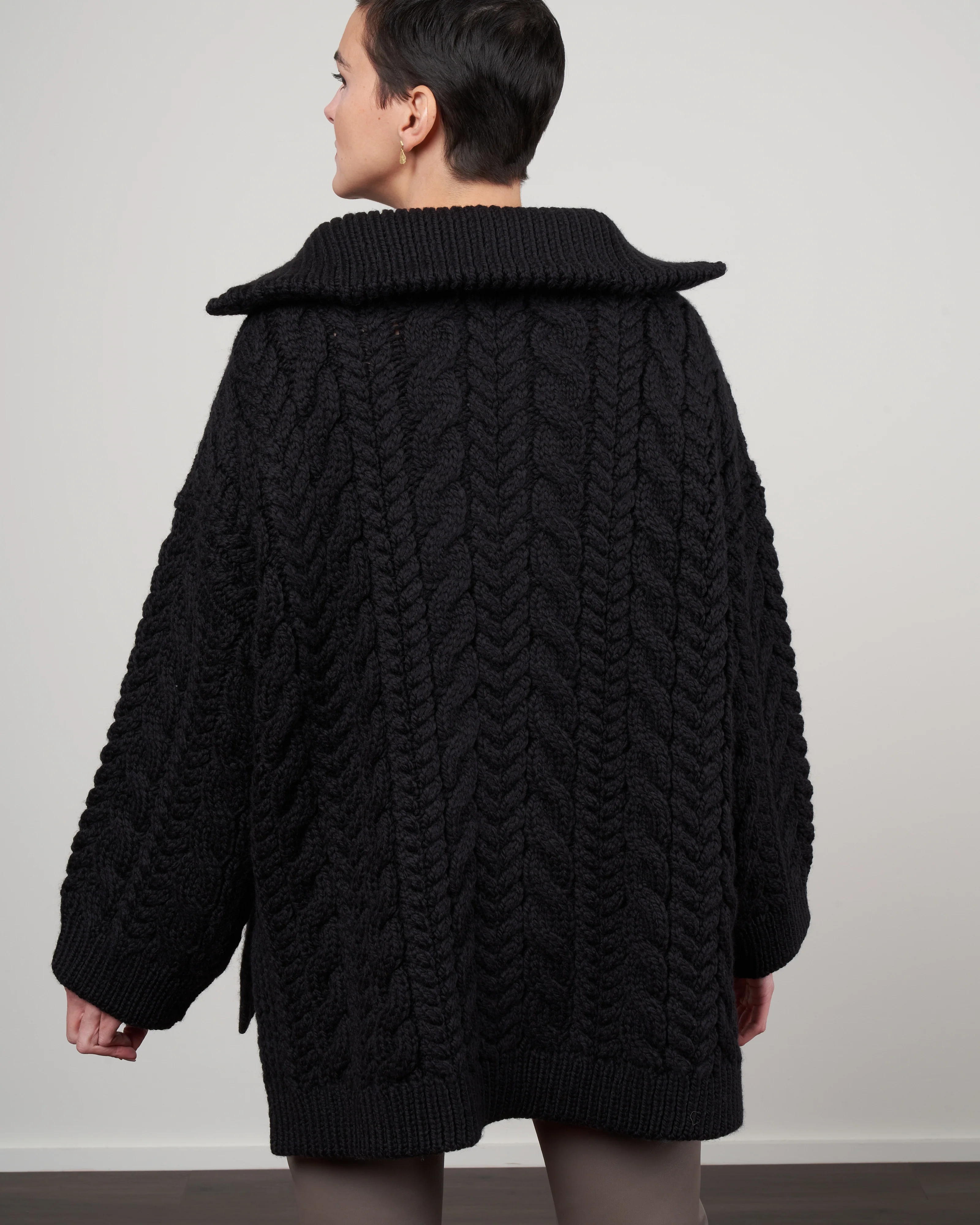 cable zip up jumper - black - Image 4