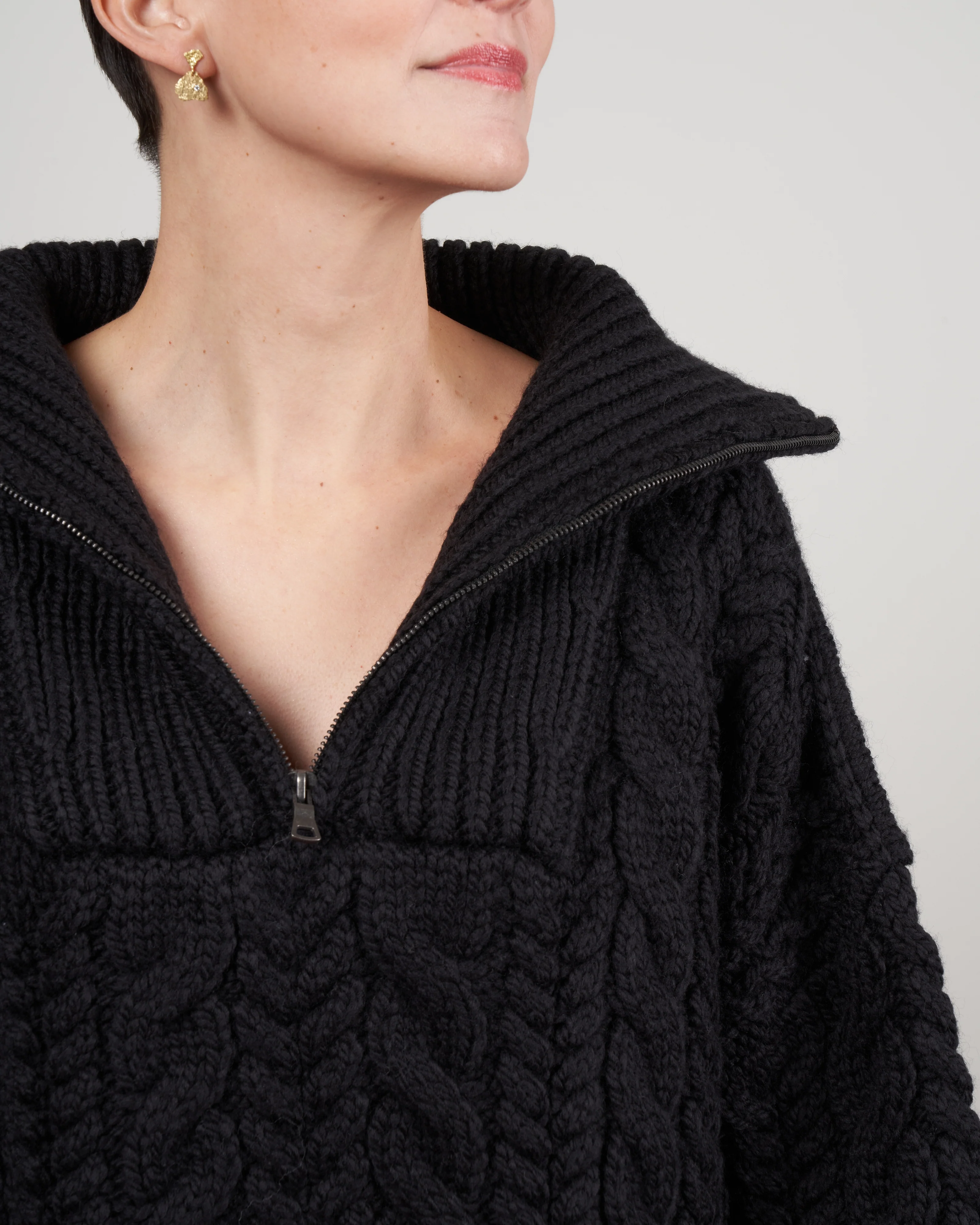 cable zip up jumper - black - Image 5