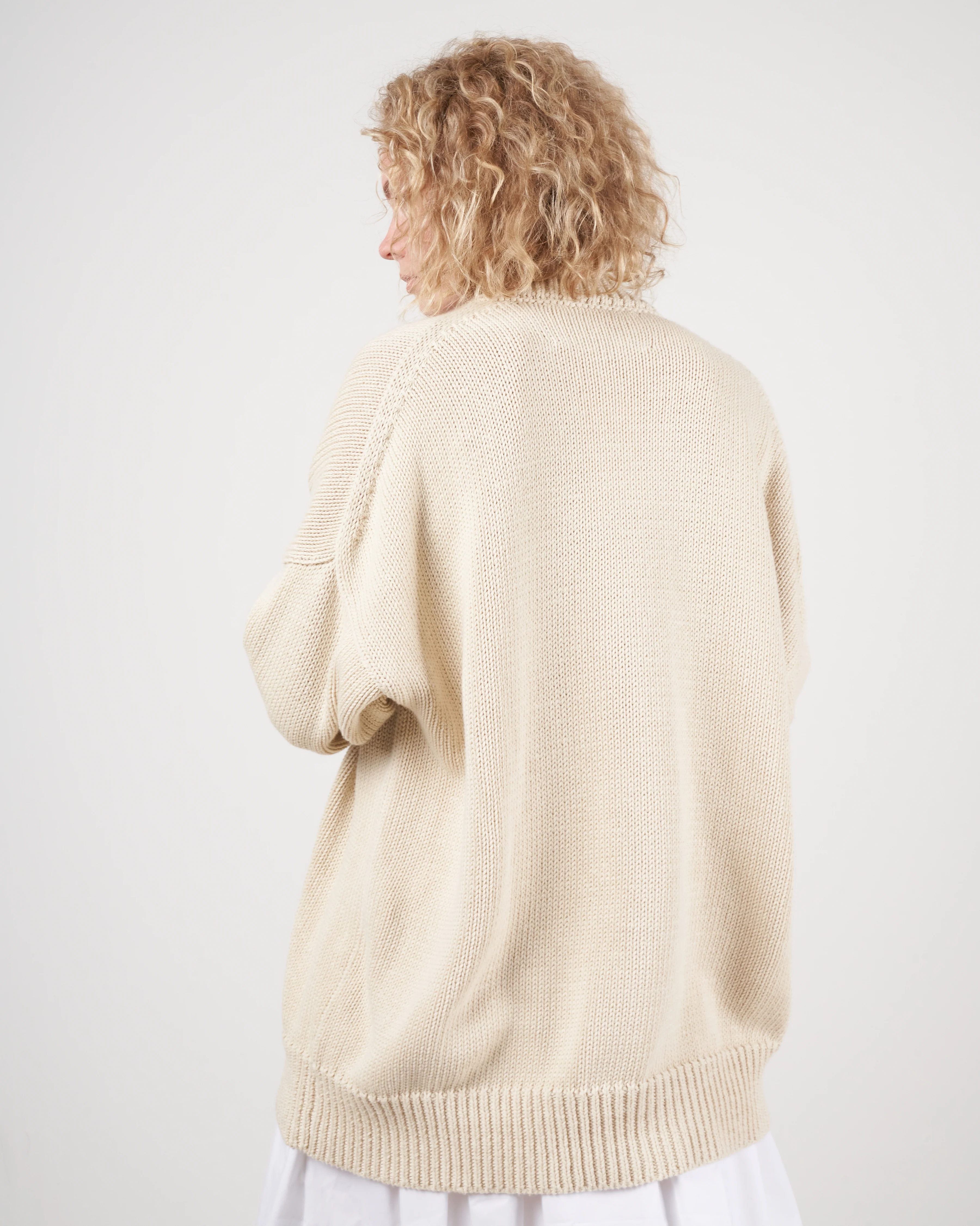 chunky v neck cardigan - ivory - Image 3