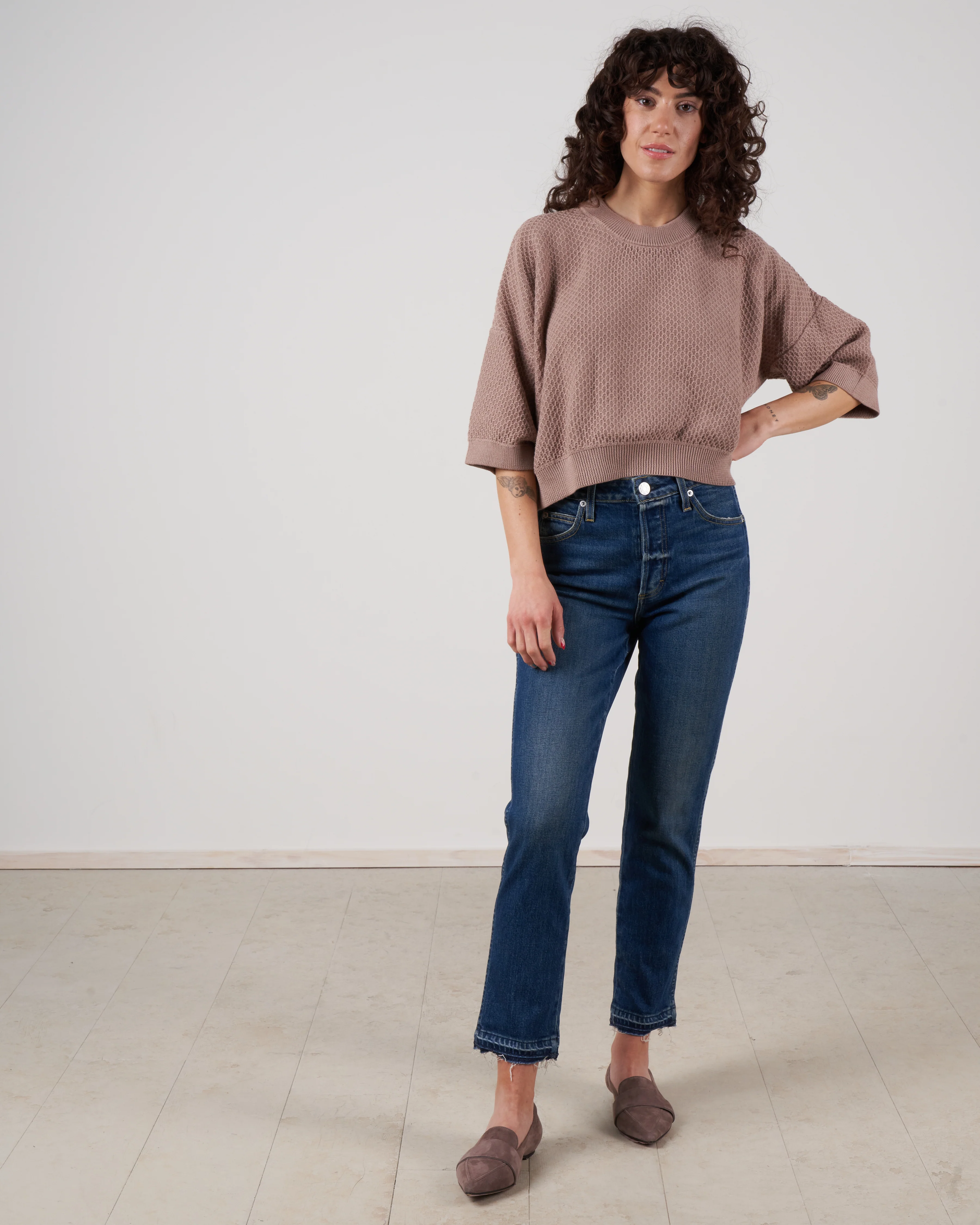 cropped jumper - almond - Image 6