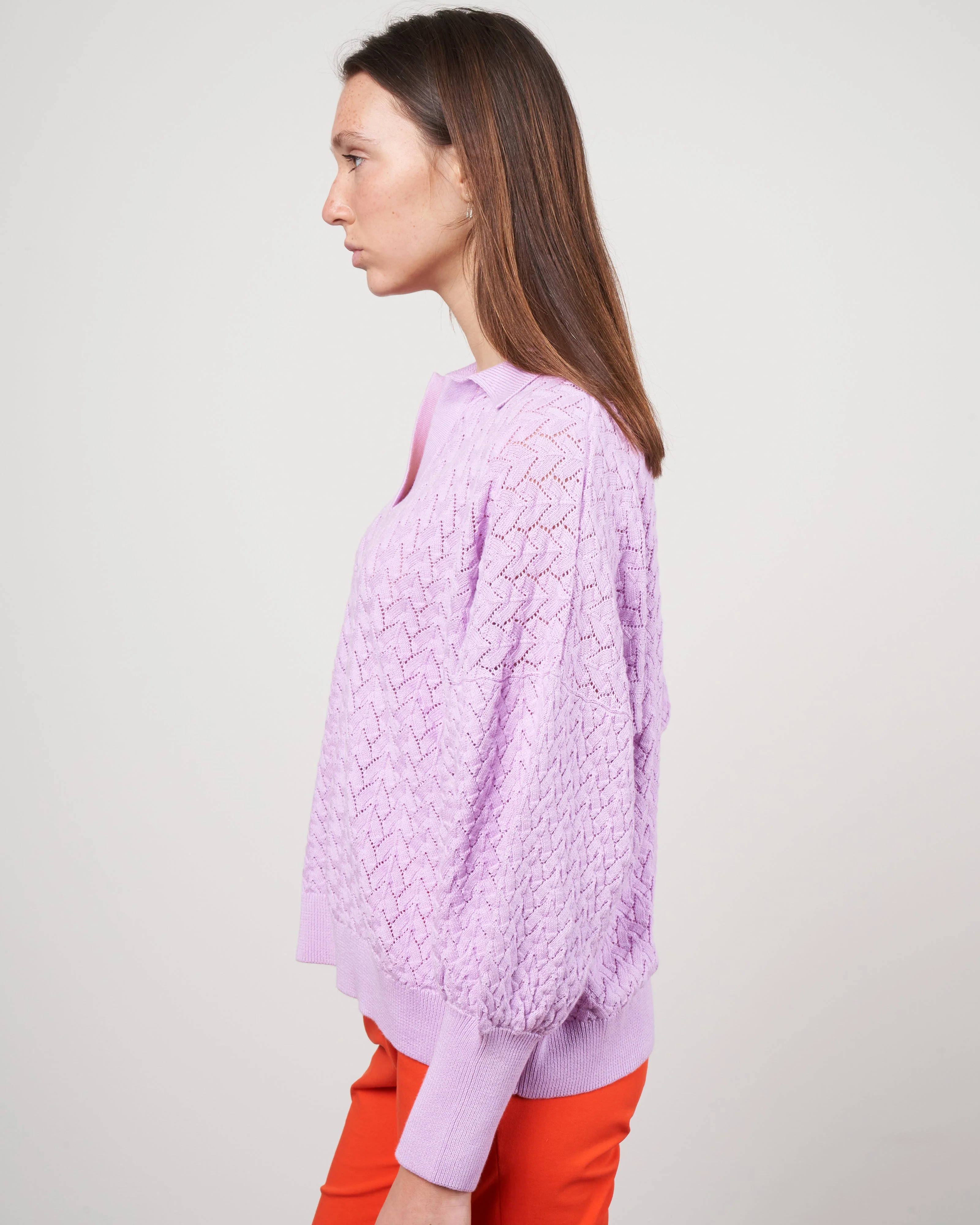 lace polo - lilac - Image 3