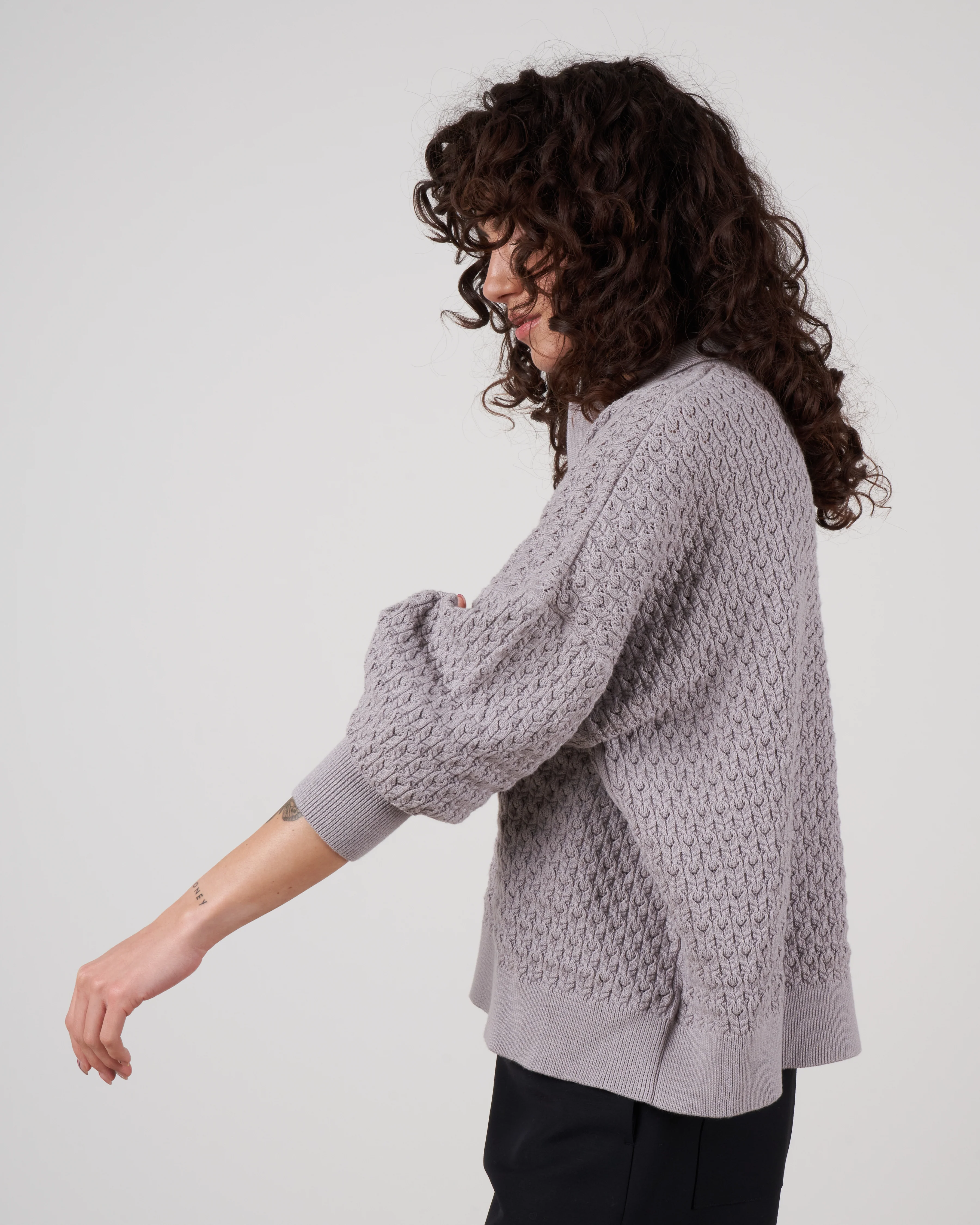 lace polo - stone grey - Image 3