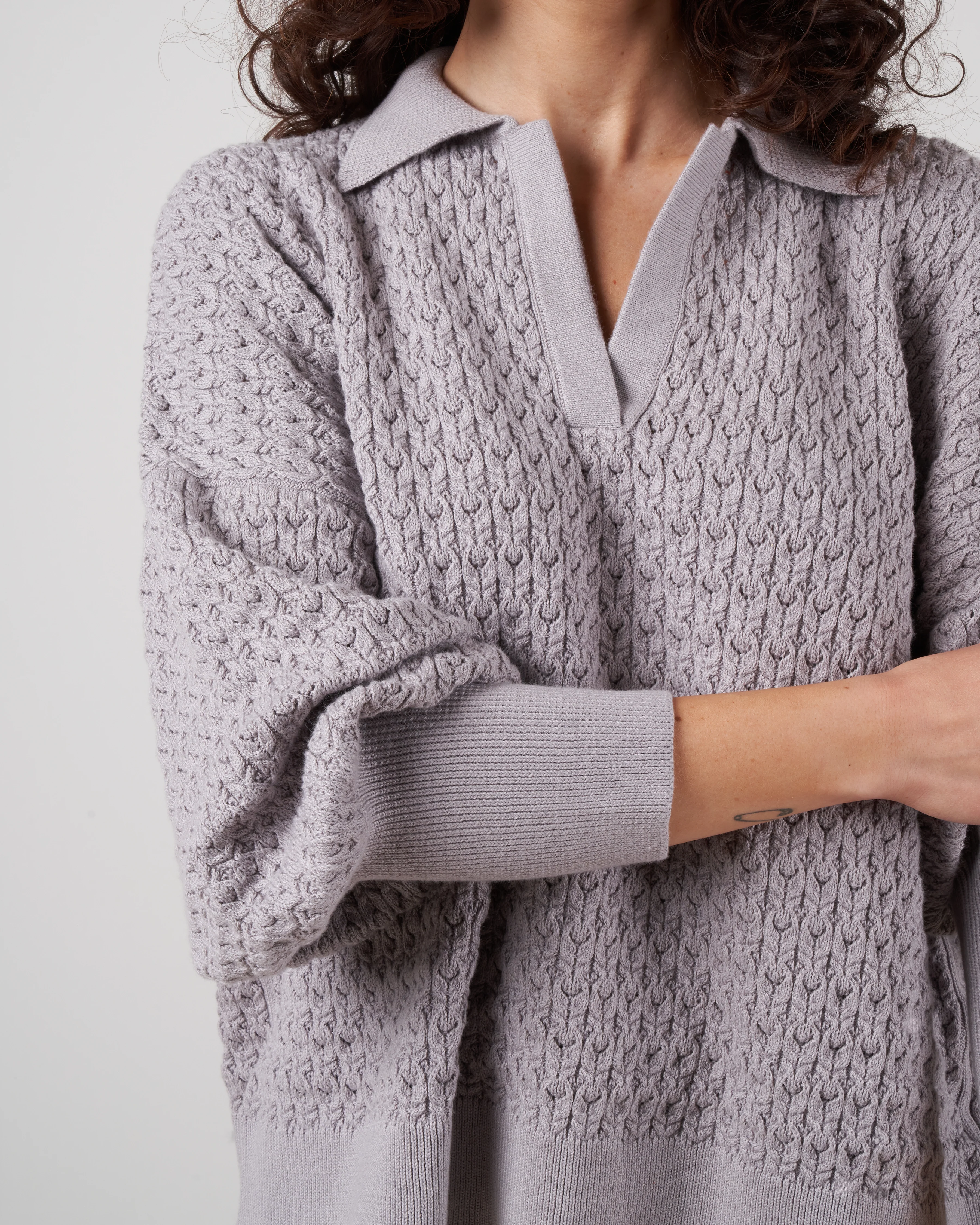 lace polo - stone grey - Image 6