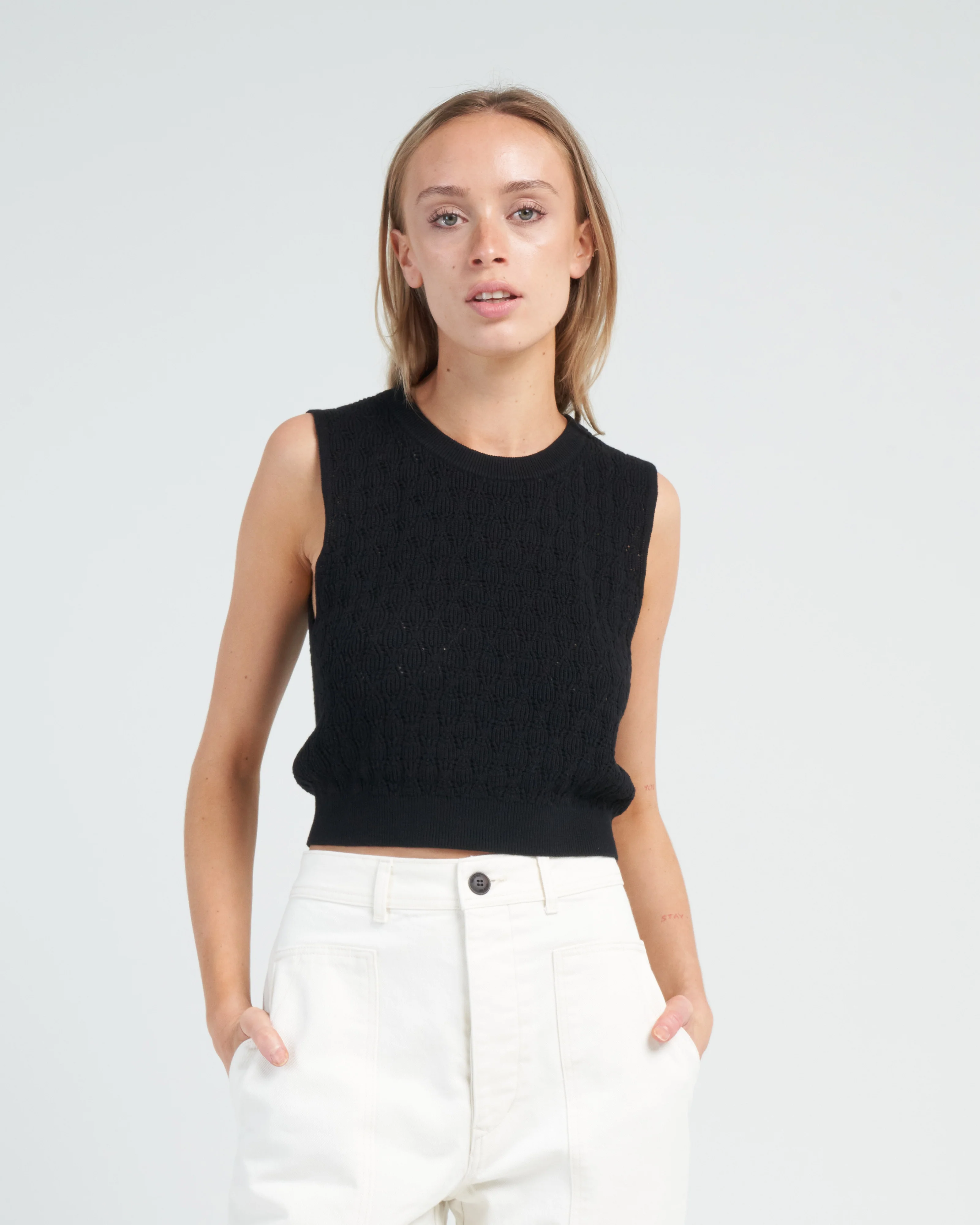 pointelle mini top - black - Image 2