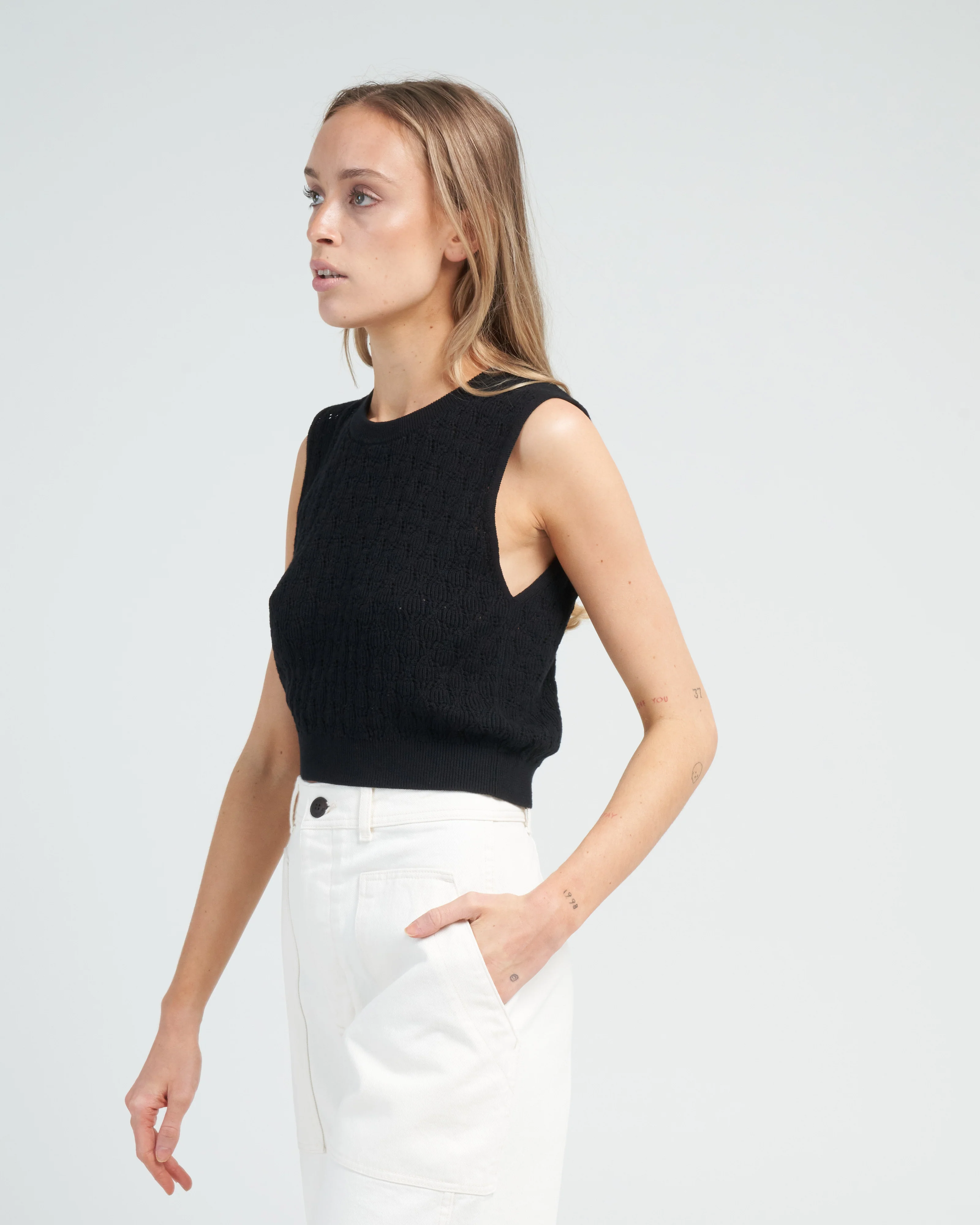 pointelle mini top - black - Image 3