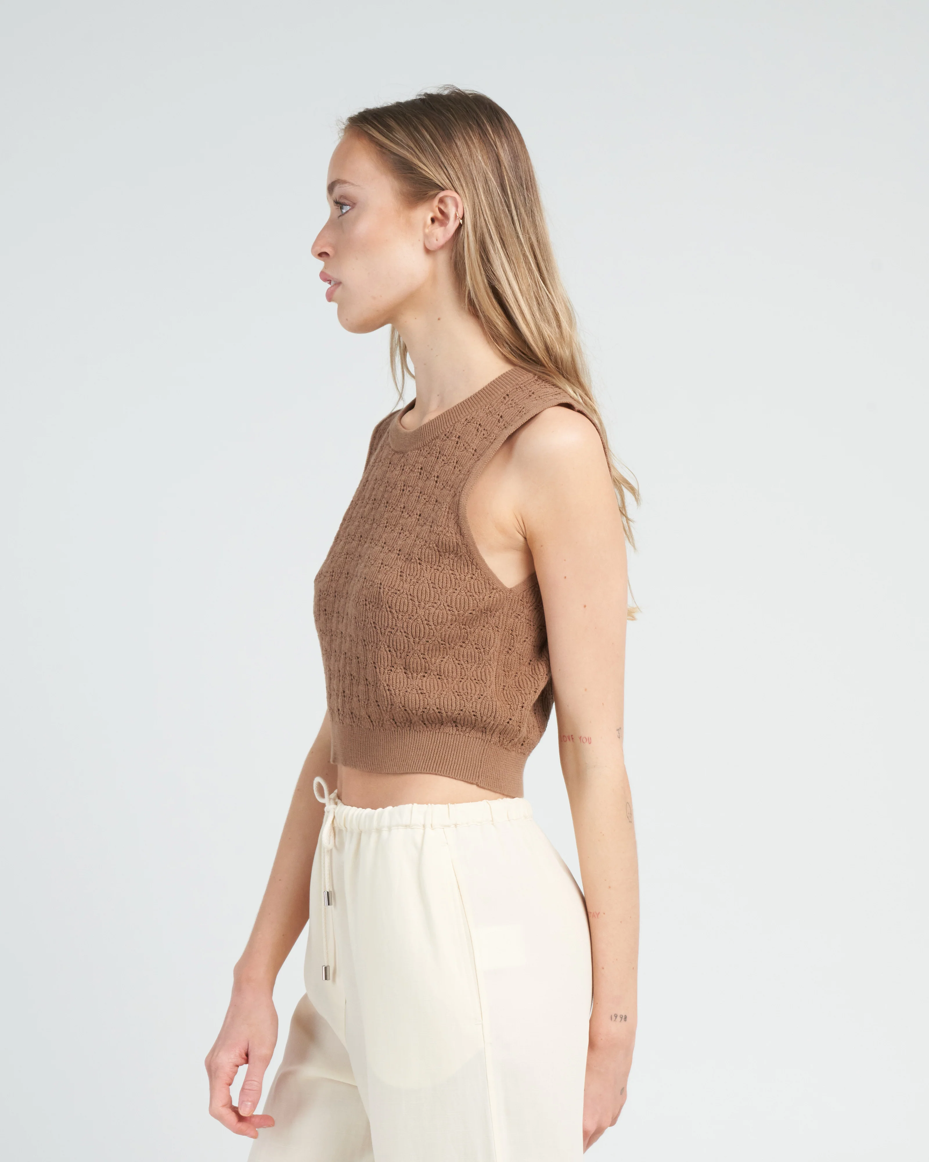 pointelle mini top - brown sugar - Image 3