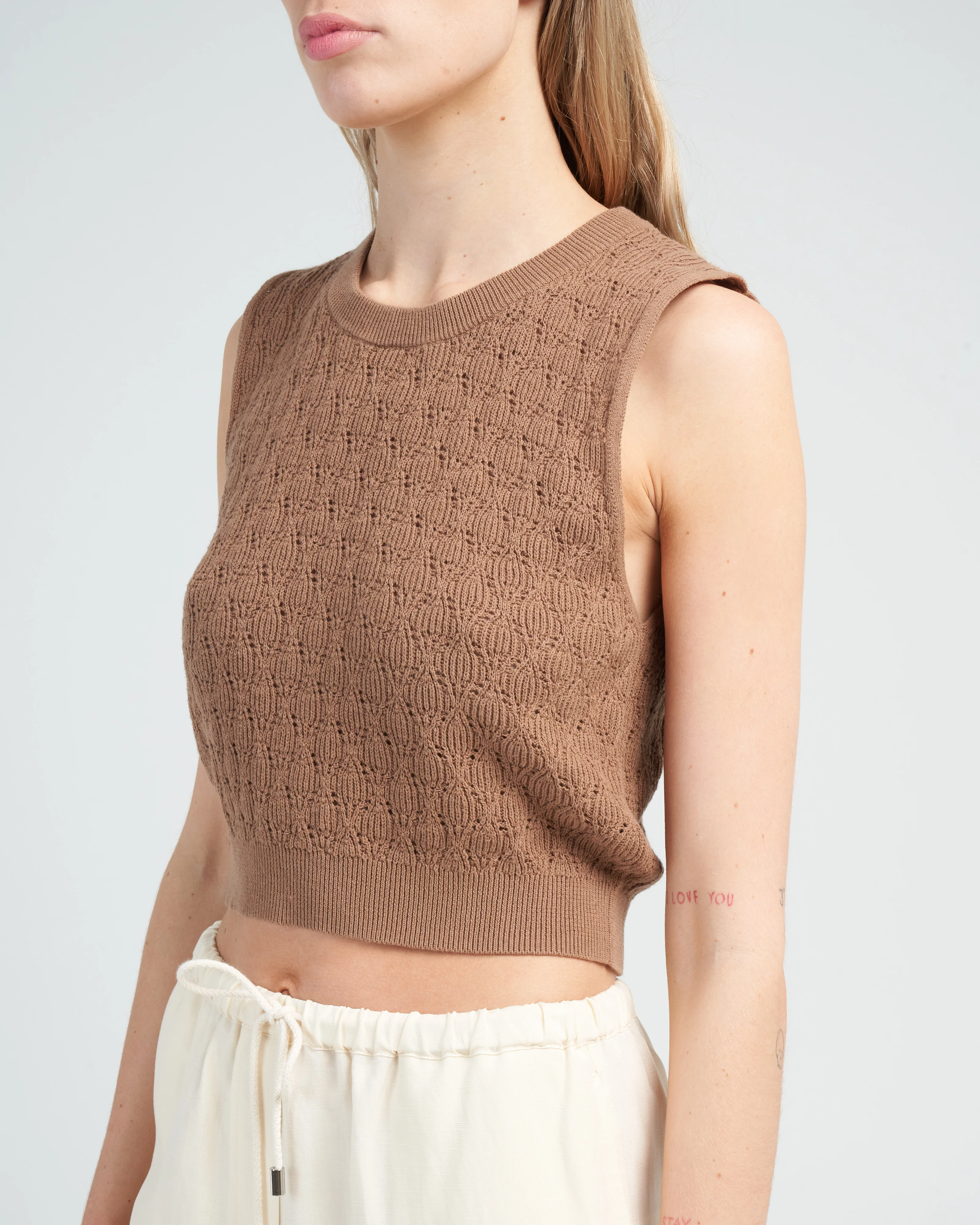 pointelle mini top - brown sugar - Image 4