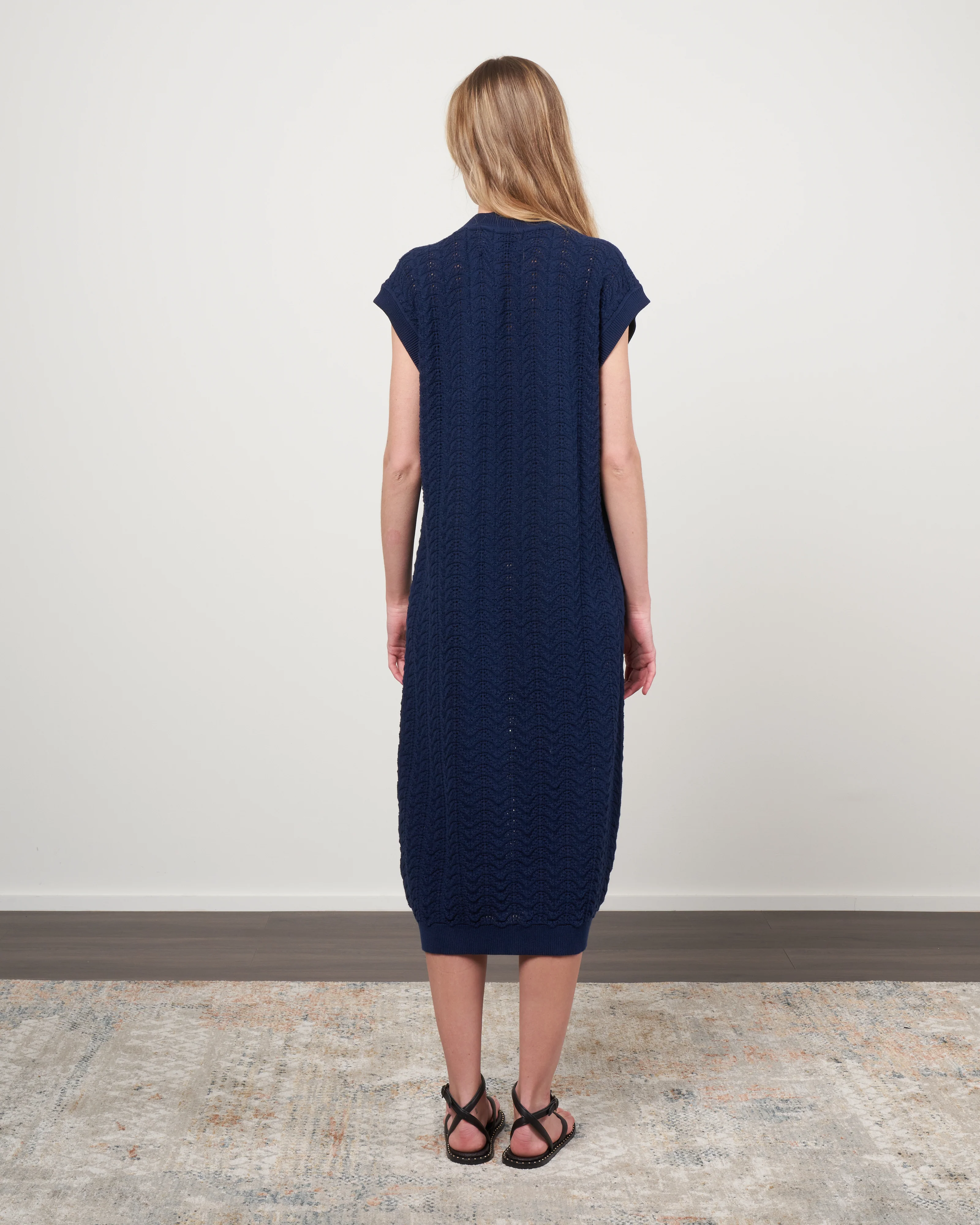 sleeveless dress - navy - Image 3