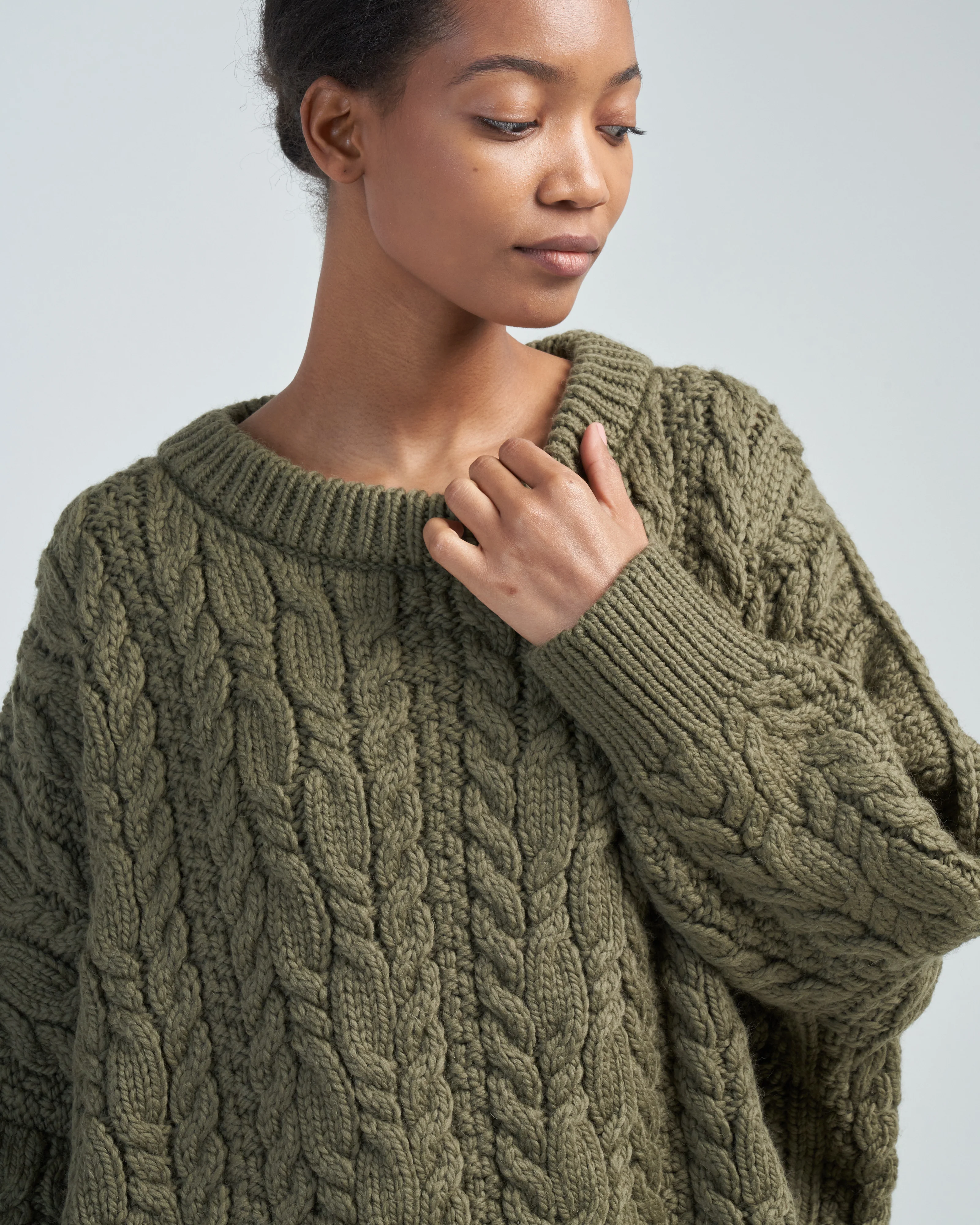 velma cable crew neck jumper - Image 2