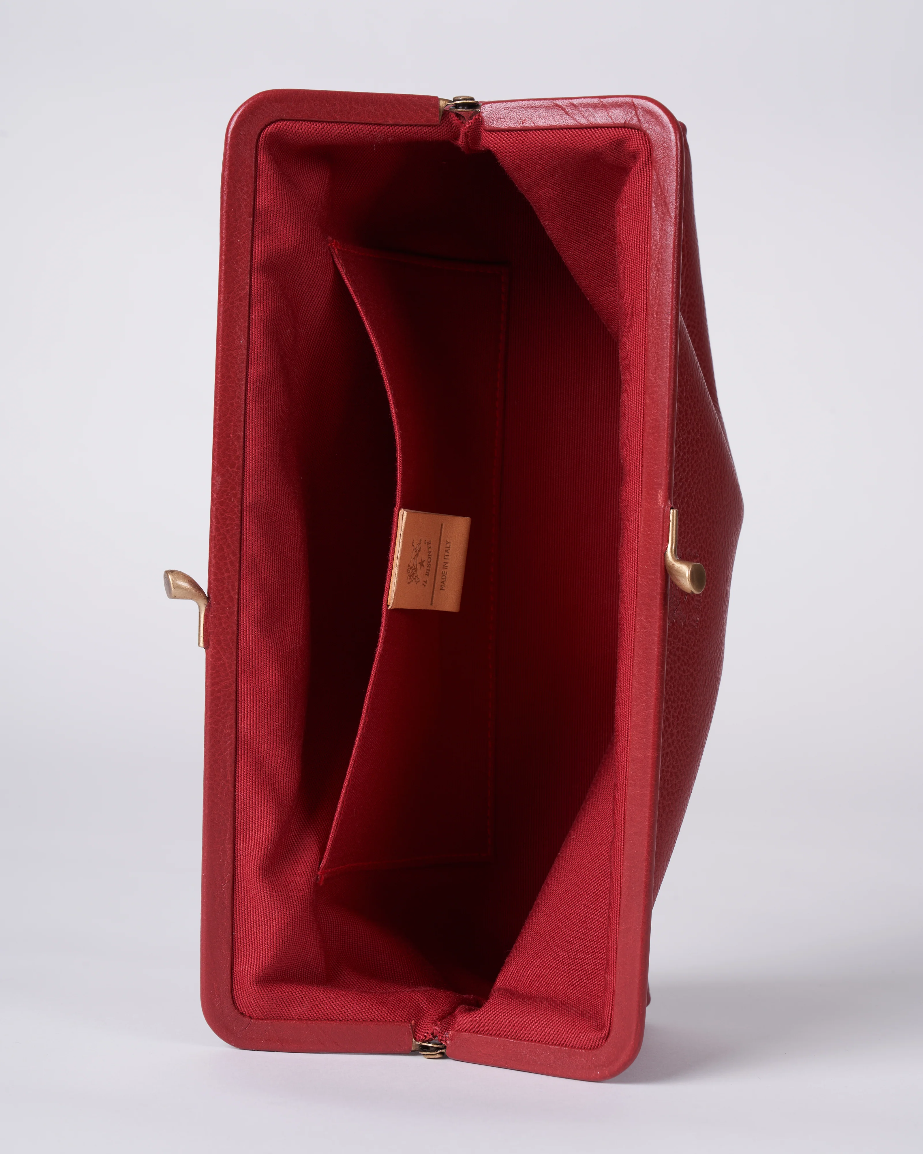 clutch bag classic- rosso with brass hardware - Image 3