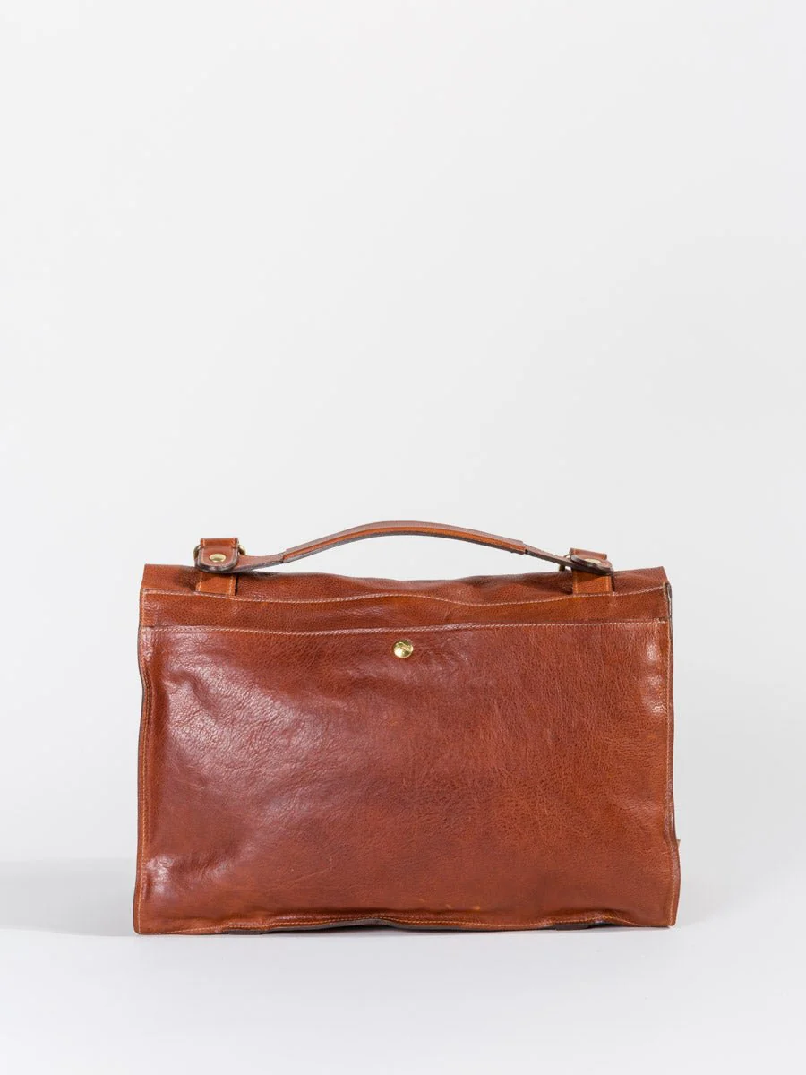 briefcase with shoulder strap - cognac - Image 4