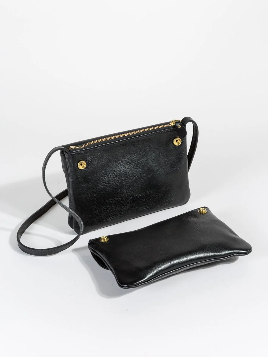 triple compartment crossbody - black - Image 3