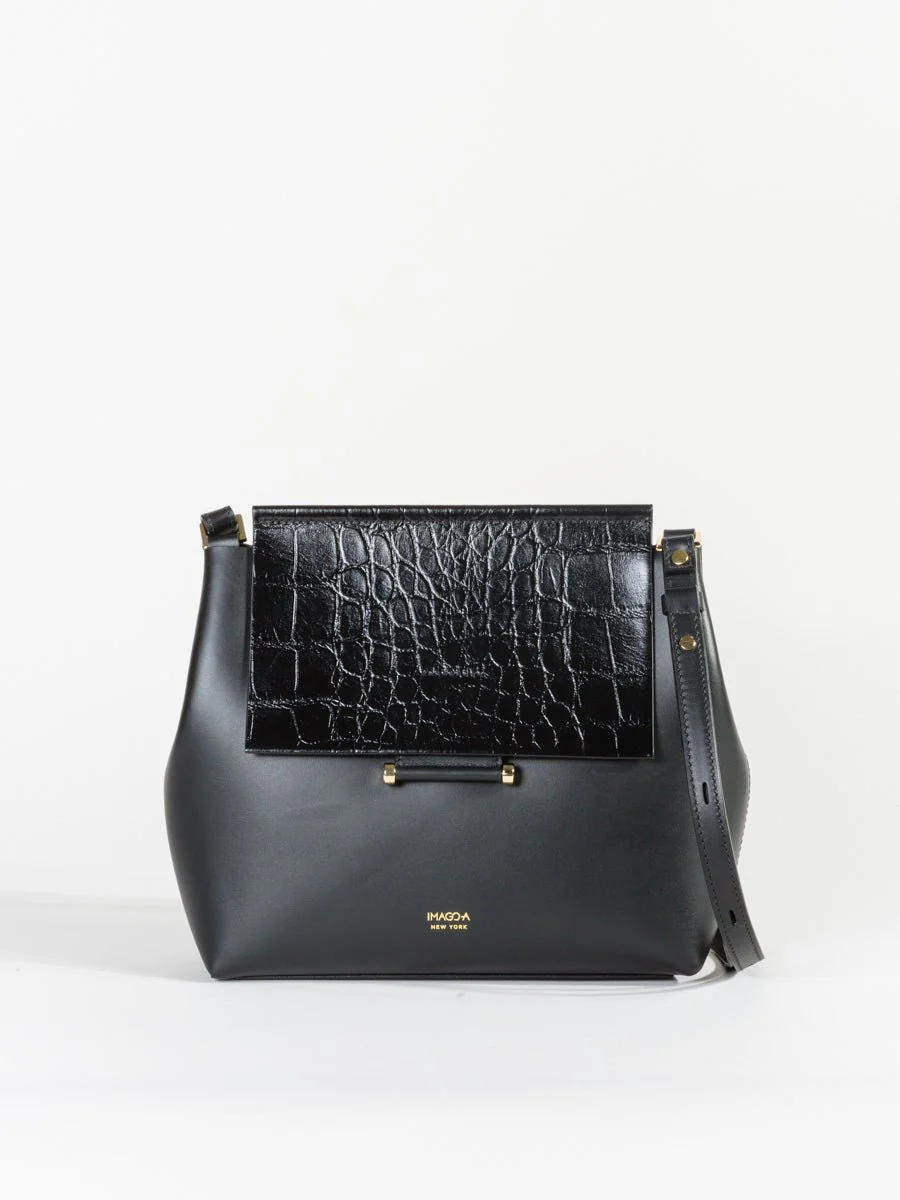 carre shoulder bag - noir croc